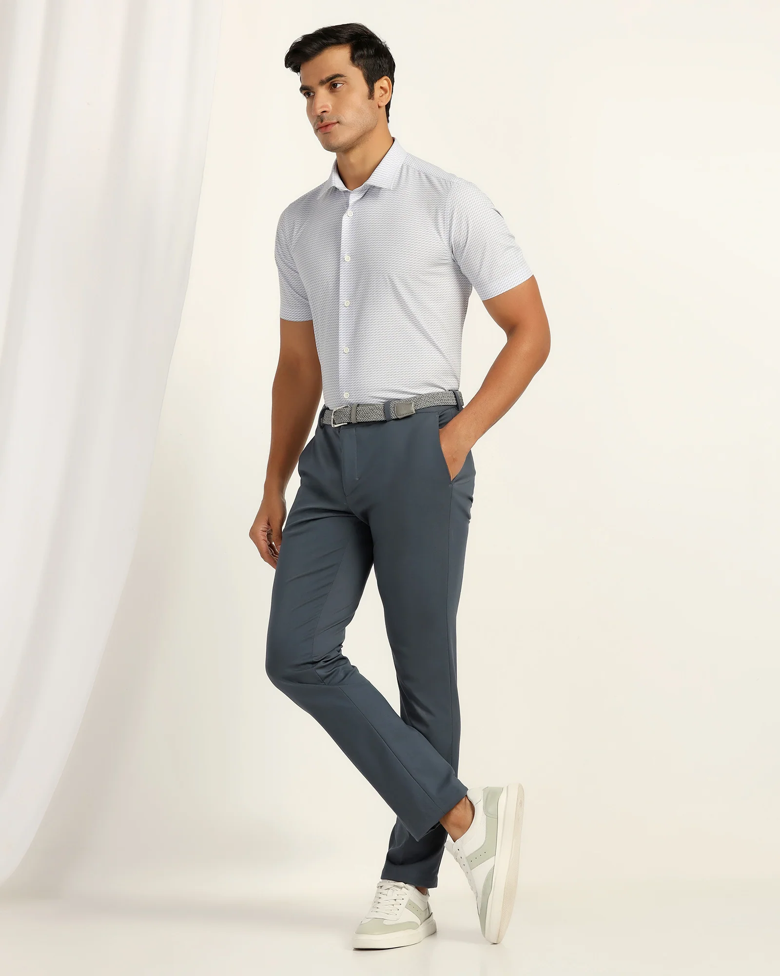 TechPro Formal Half Sleeve White Printed Shirt - Ivan - Image 7