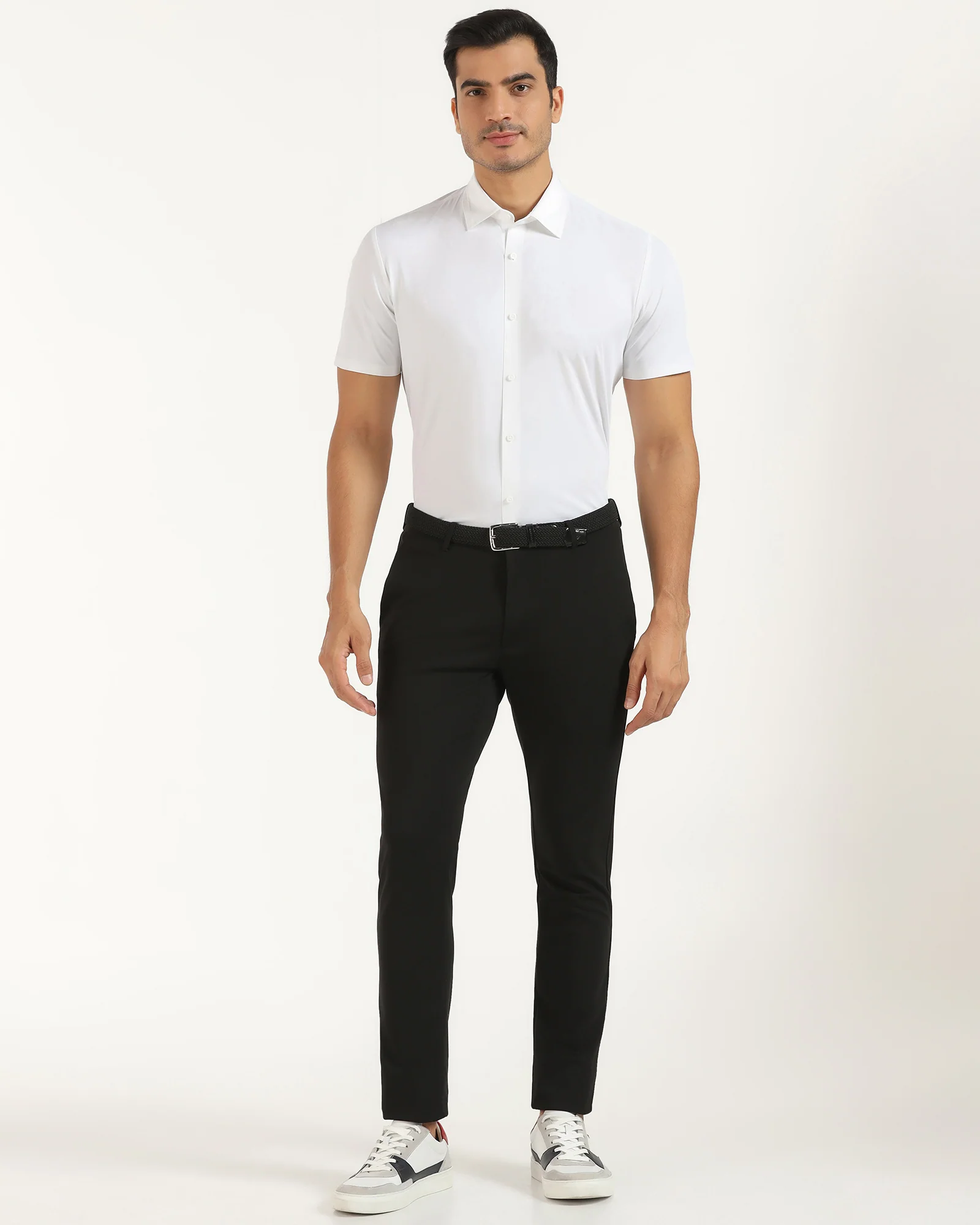 TechPro Formal Half Sleeve White Textured Shirt - Karabi - Image 3