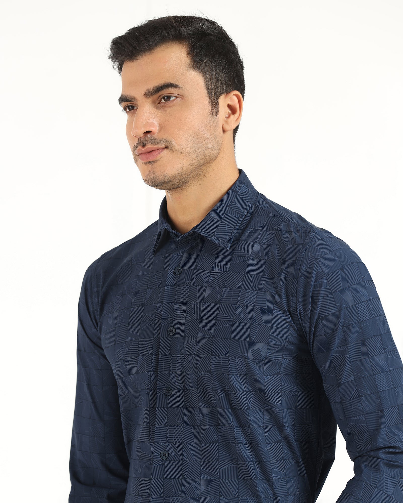 TechPro Formal Navy Printed Shirt - Kyler - Image 4