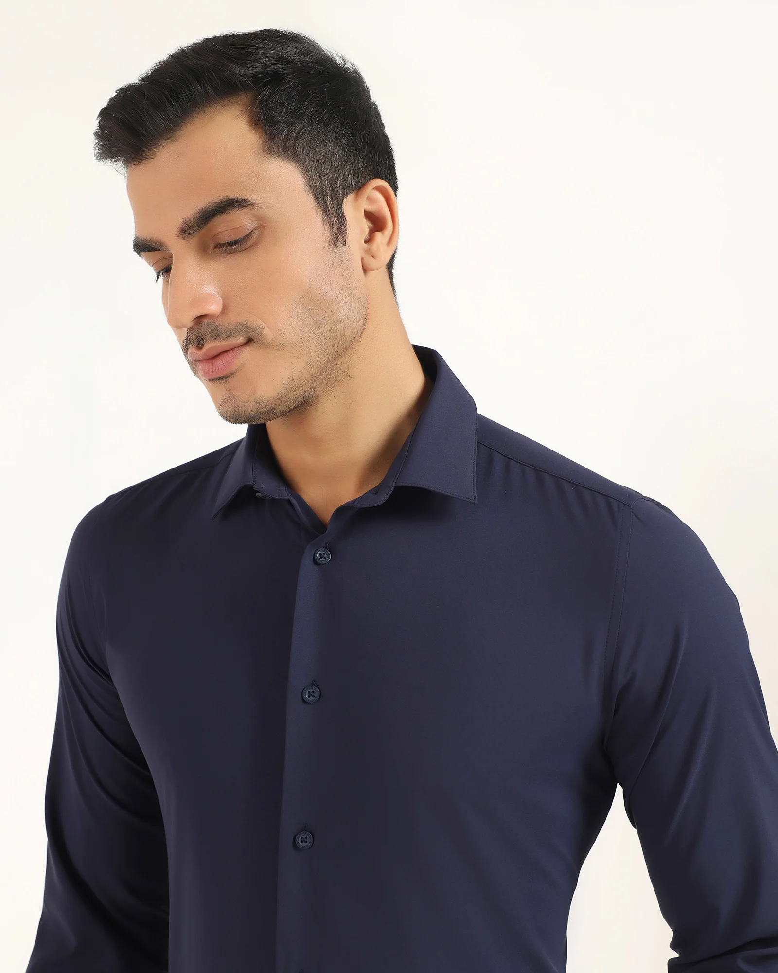 TechPro Formal Navy Solid Shirt - Greece - Image 4