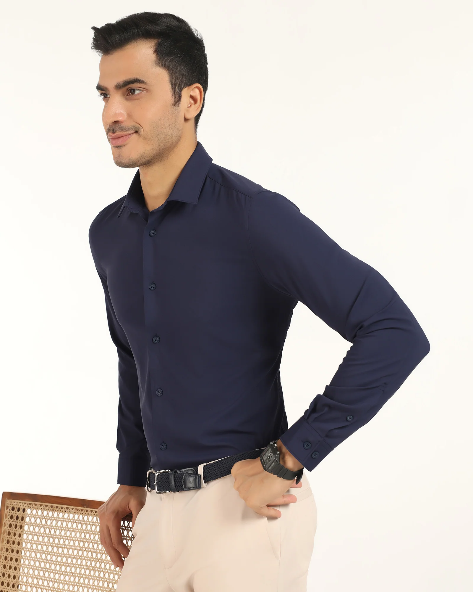TechPro Formal Navy Solid Shirt - Greece - Image 7