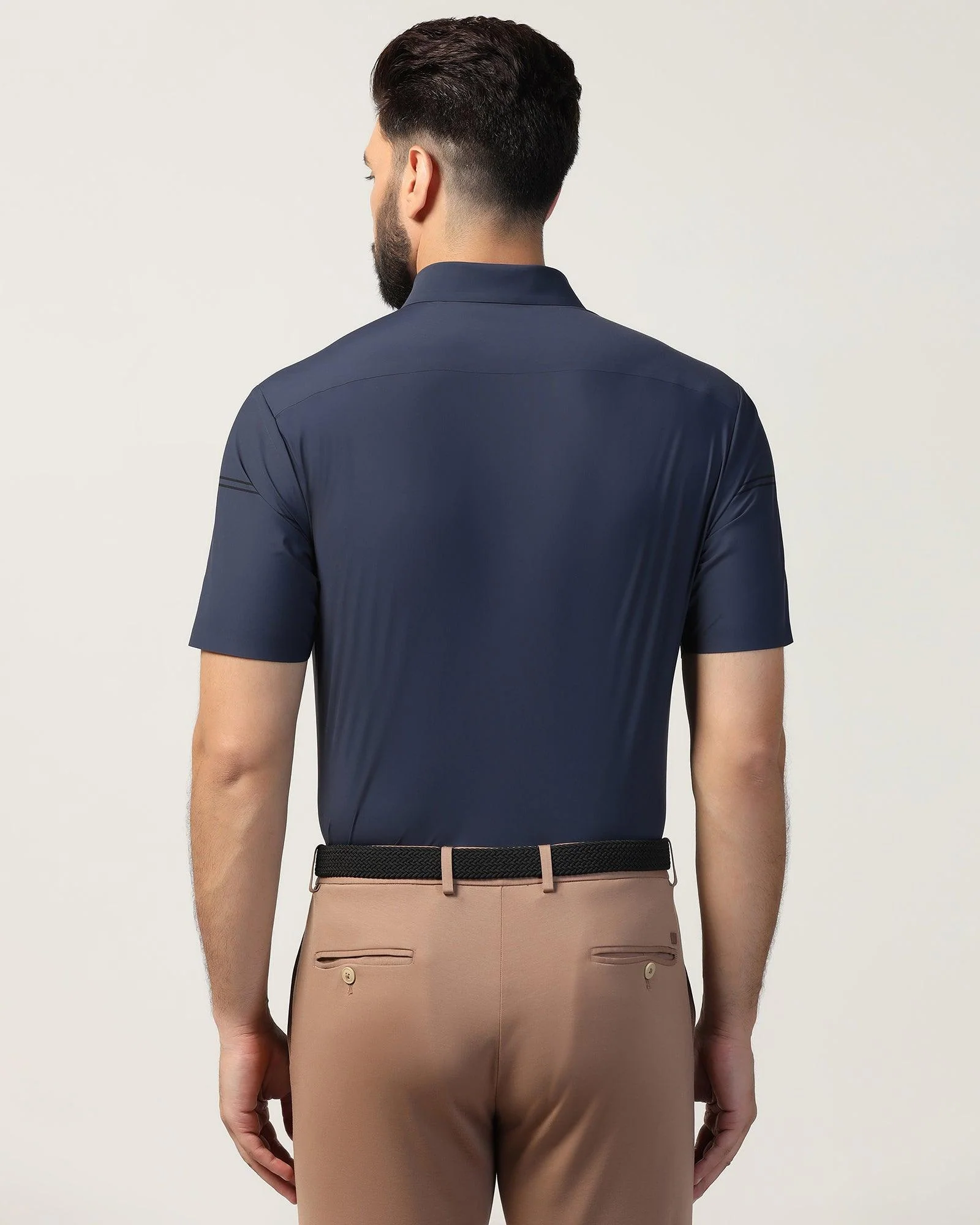 TechPro Formal Half Sleeve Navy Stripe Shirt - Berty - Image 2
