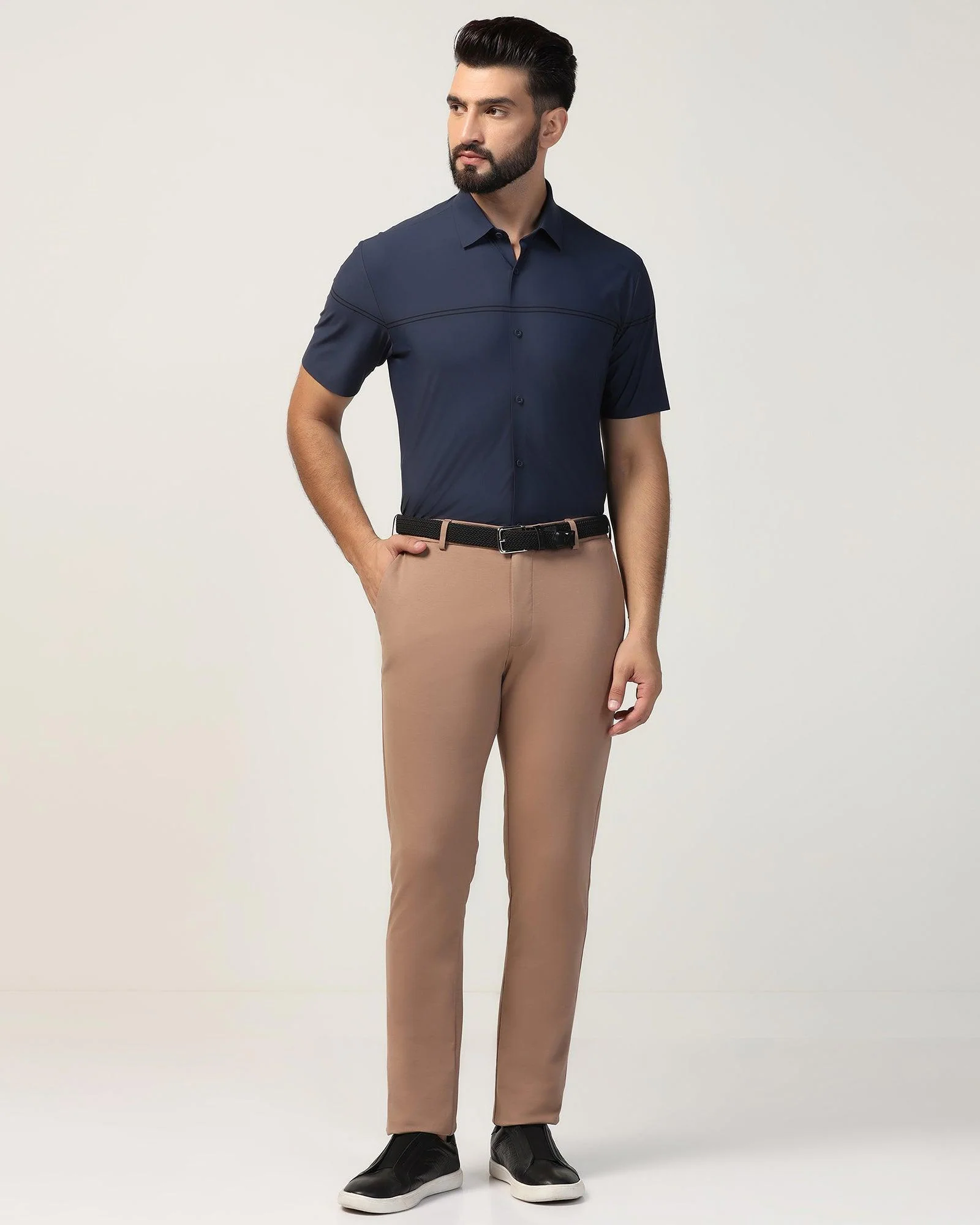 TechPro Formal Half Sleeve Navy Stripe Shirt - Berty - Image 3