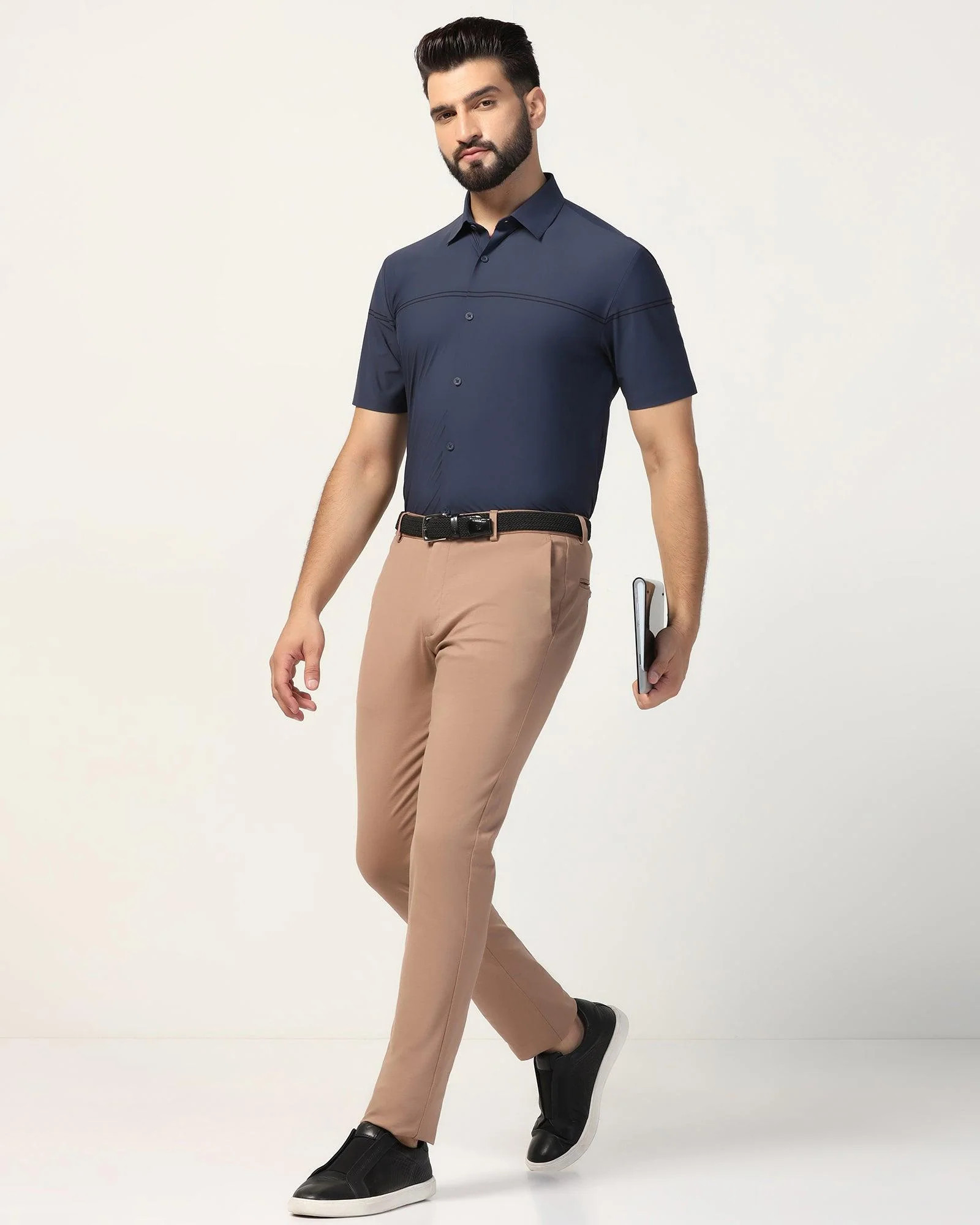 TechPro Formal Half Sleeve Navy Stripe Shirt - Berty - Image 7