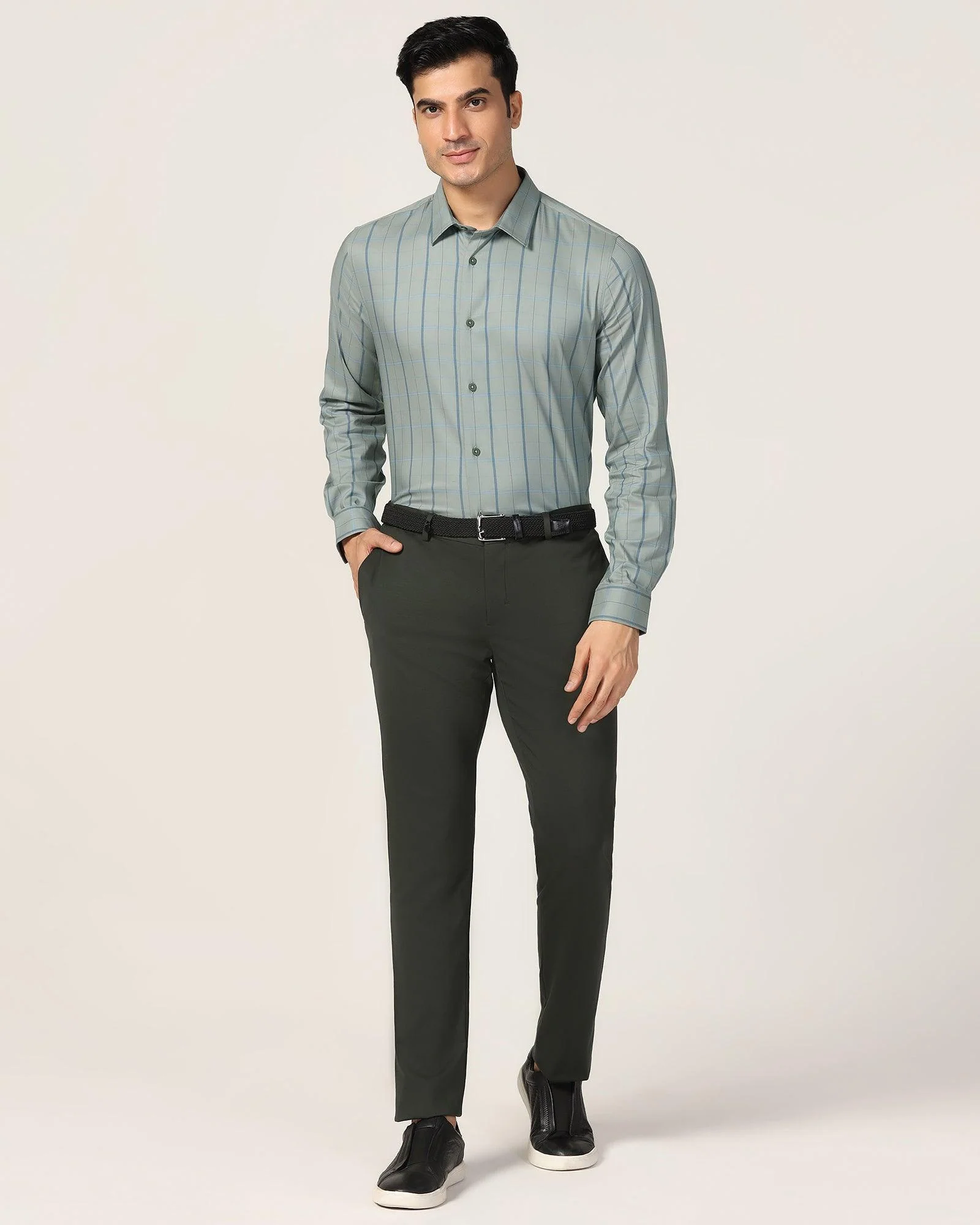 TechPro Formal Olive Check Shirt - Pulse - Image 3