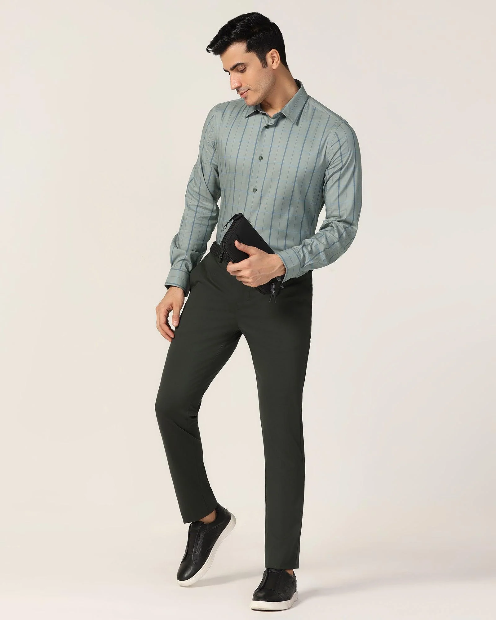 TechPro Formal Olive Check Shirt - Pulse - Image 8