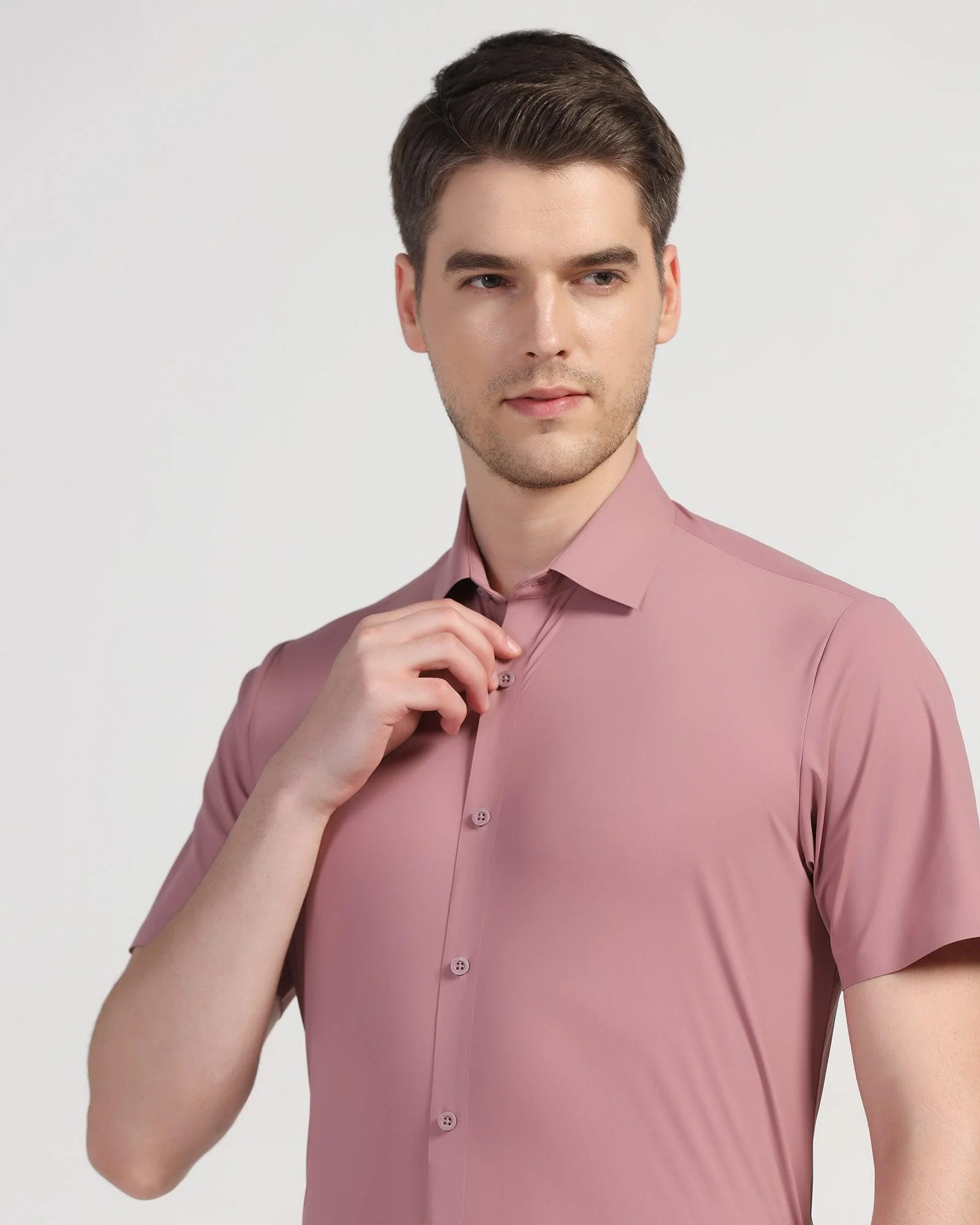 TechPro Formal Half Sleeve Pink Solid Shirt - Shane - Image 4