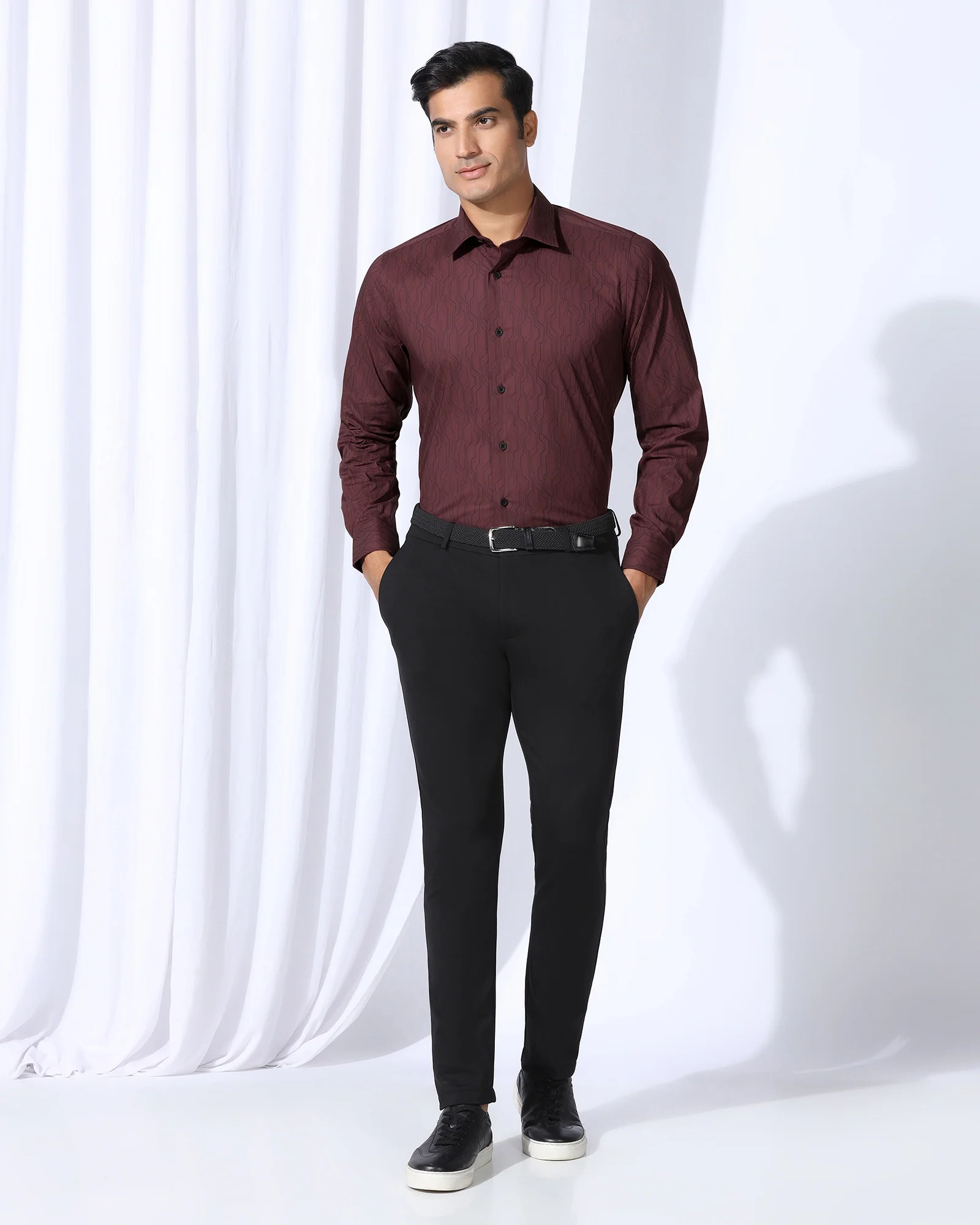 TechPro Formal Red Printed Shirt - Blade - Image 3