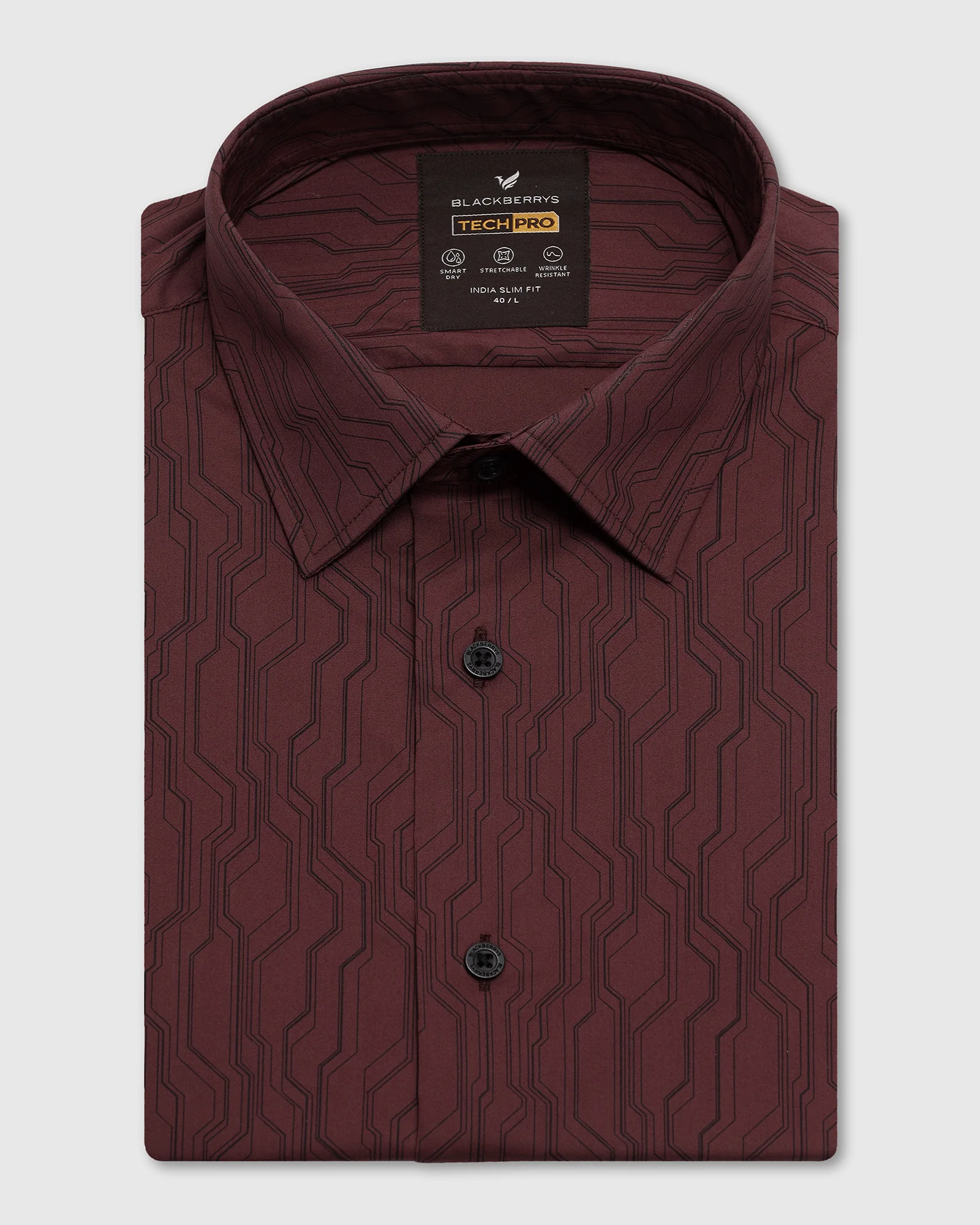 TechPro Formal Red Printed Shirt - Blade - Image 5