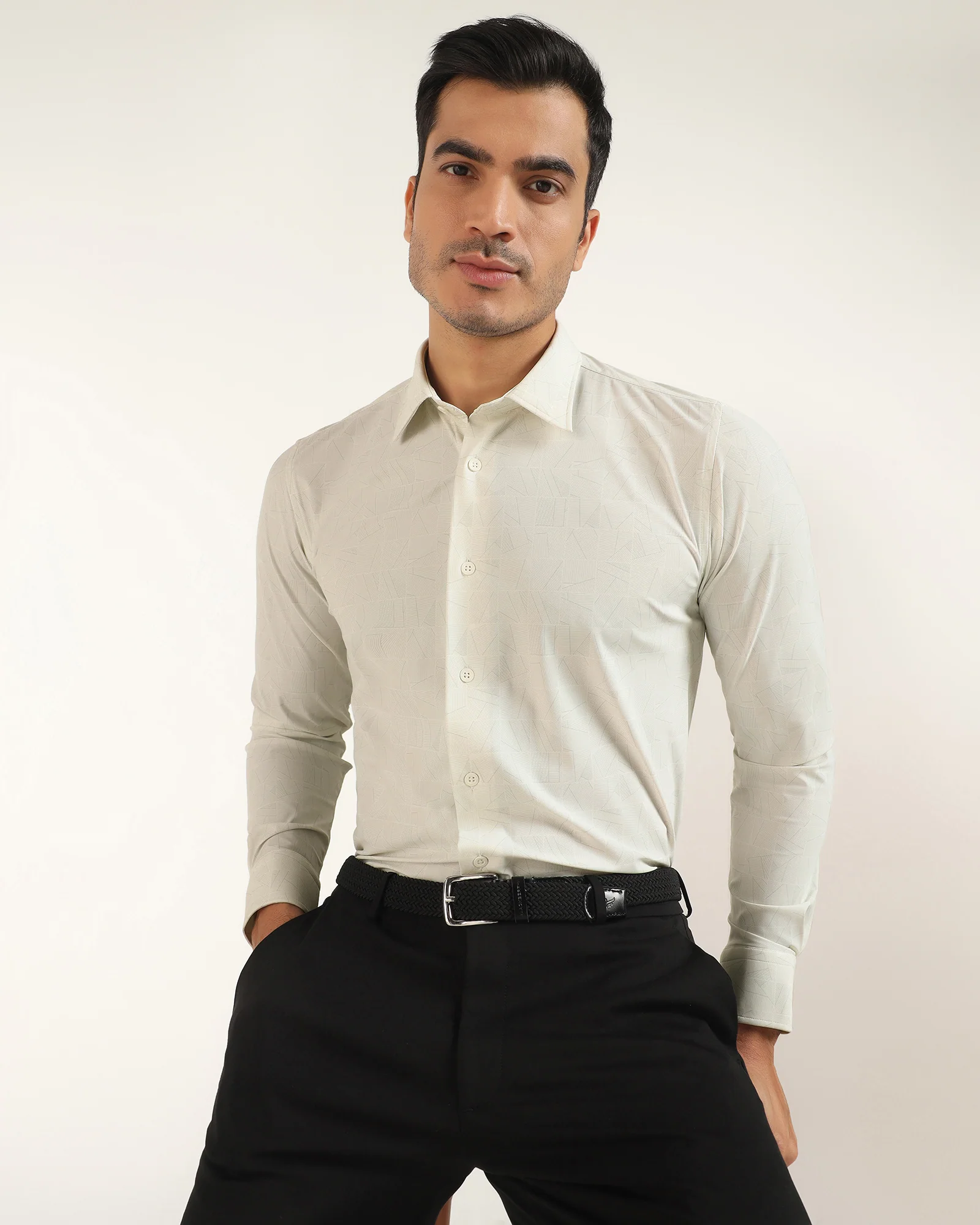 TechPro Formal White Printed Shirt - Kyler