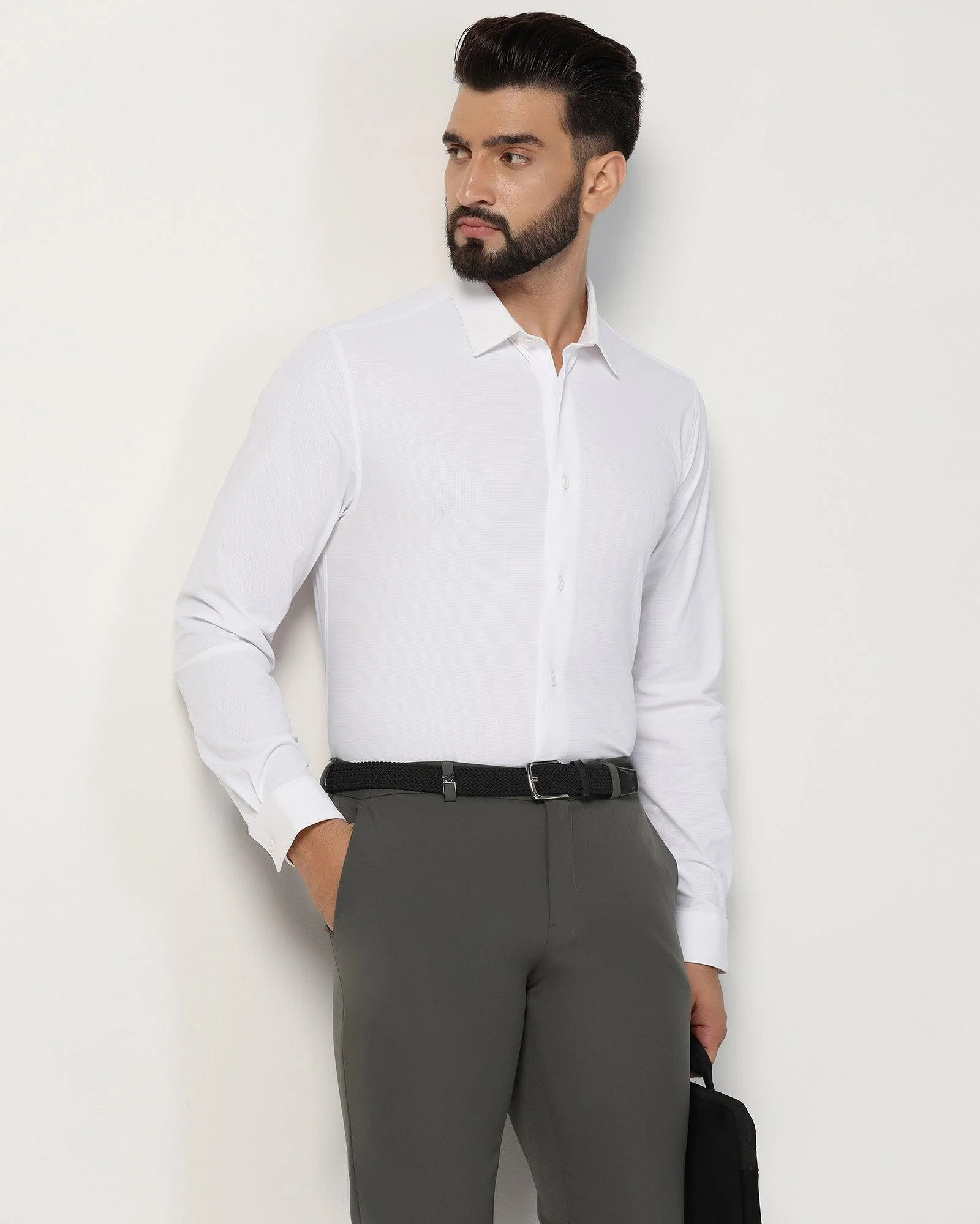 TechPro Formal White Textured Shirt - Poxet - Image 7