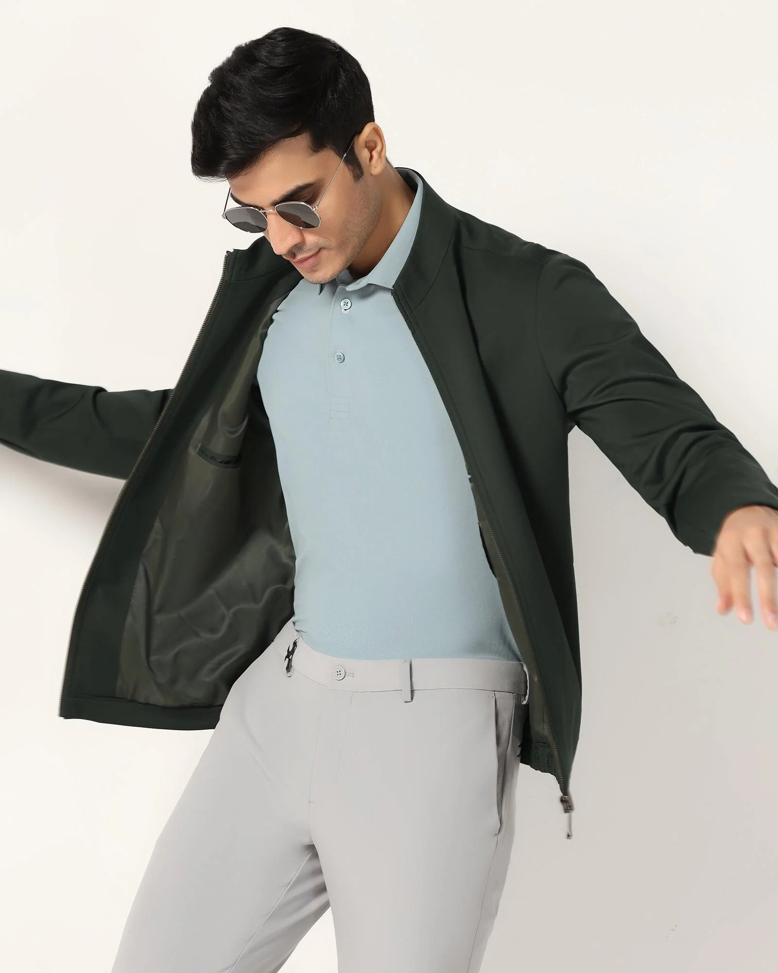 TechPro Green Solid Zipper Jacket - Ioniq - Image 5