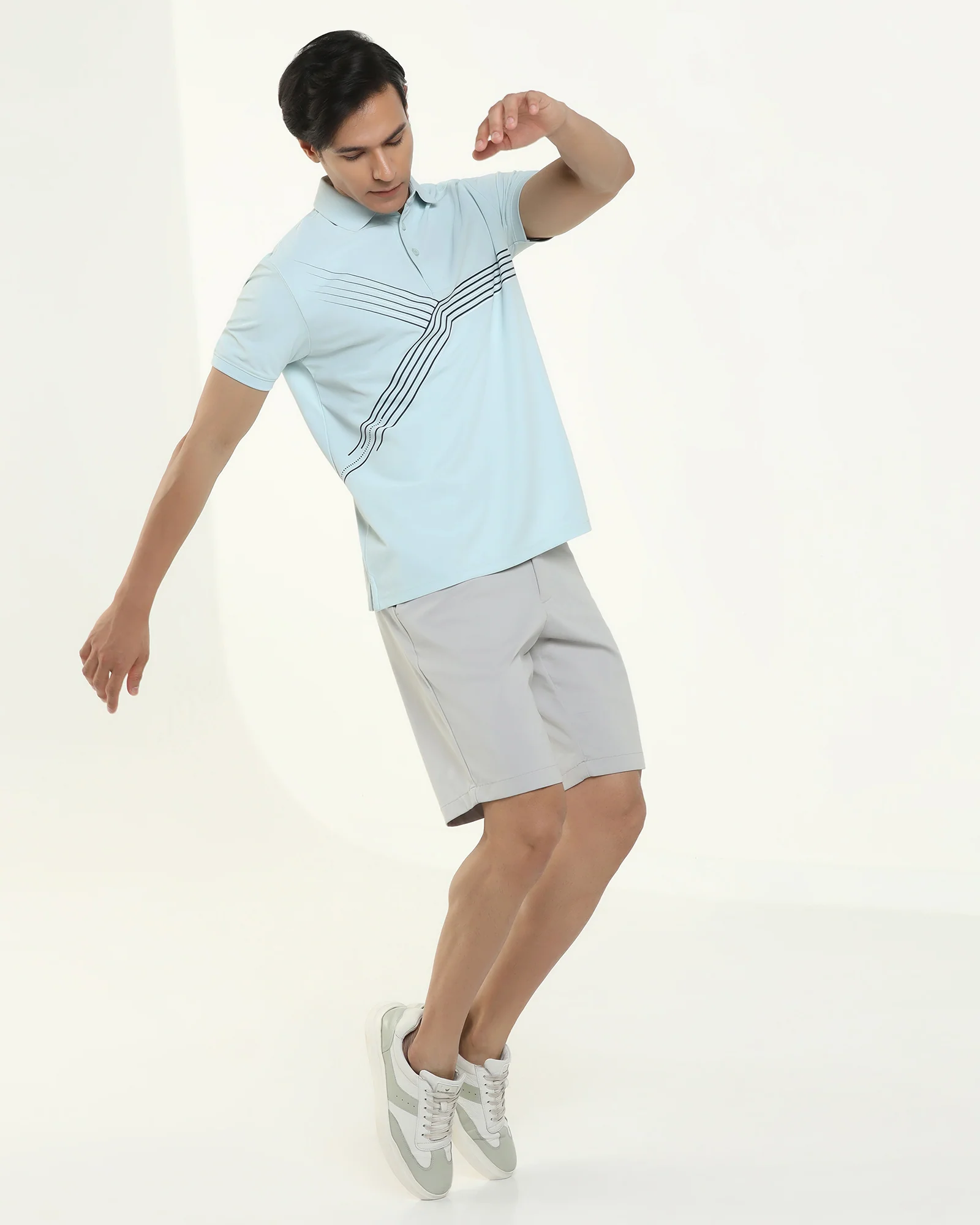TechPro Polo Aqua Blue Printed T-Shirt - Matrix - Image 7