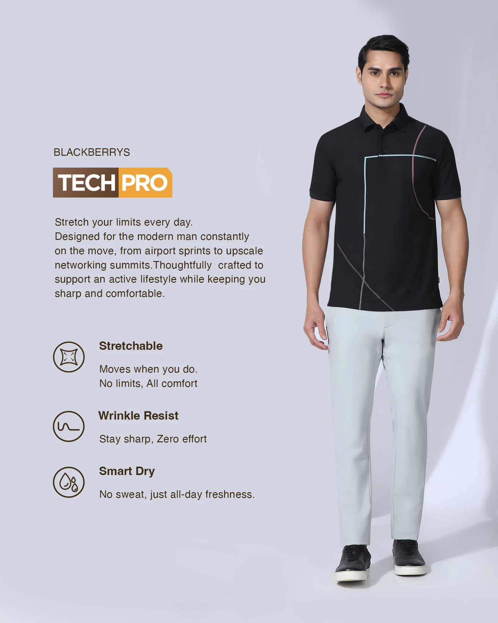 TechPro Polo Black Printed T-Shirt - Techno - Image 3