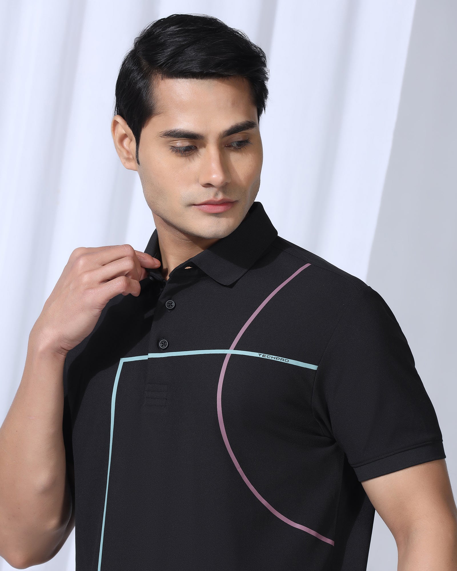 TechPro Polo Black Printed T-Shirt - Techno - Image 4