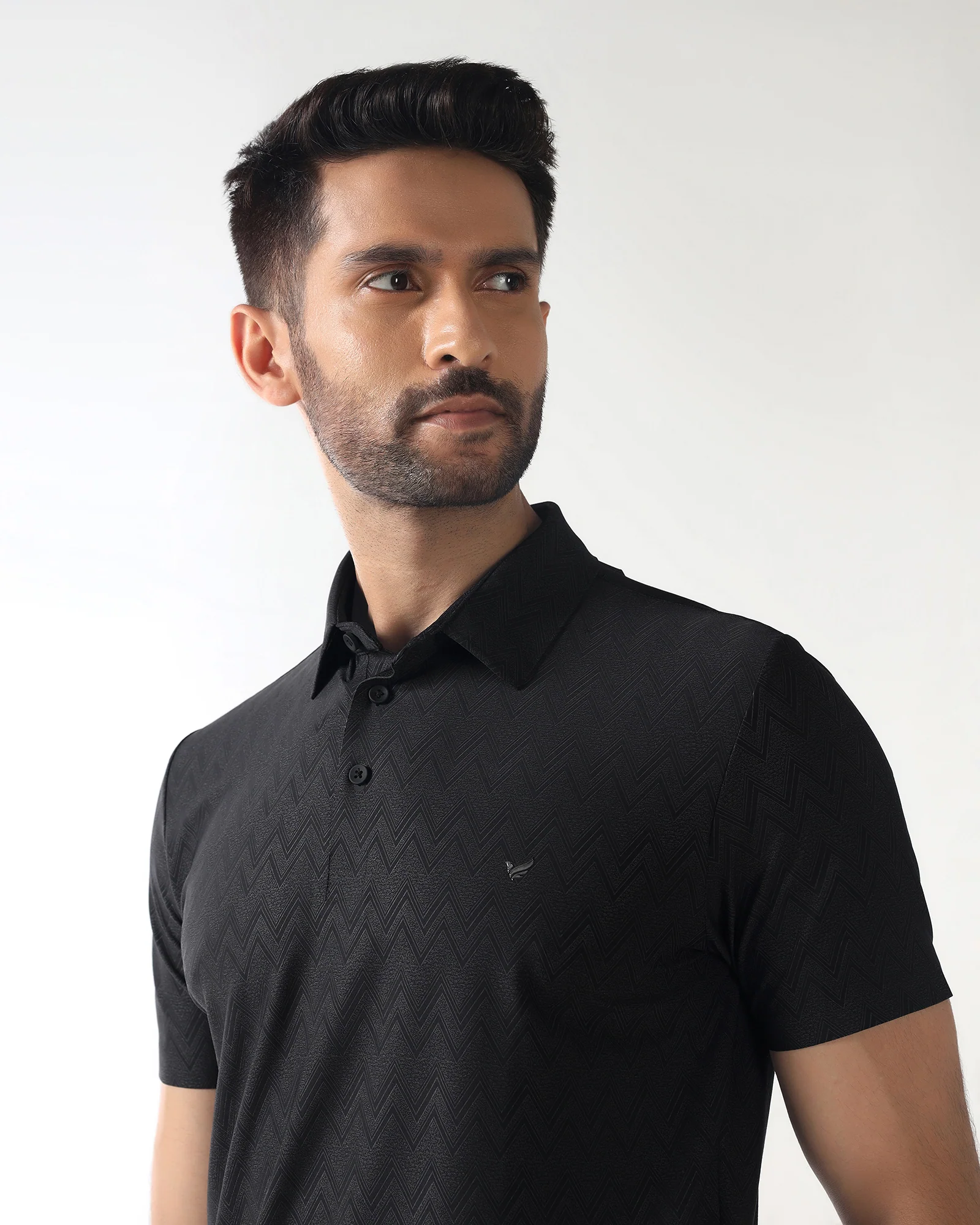 TechPro Polo Black Textured T-Shirt - Molar - Image 4