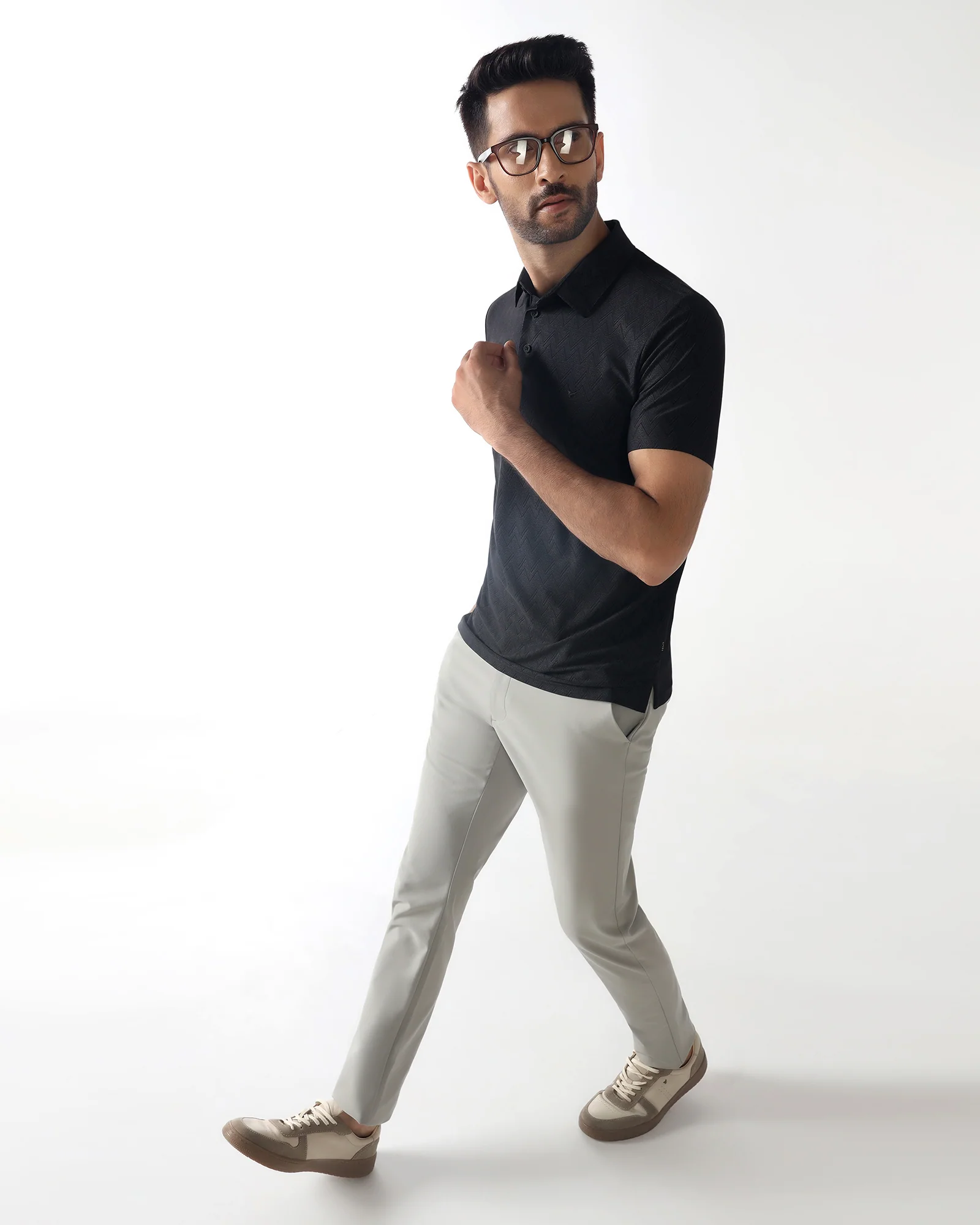 TechPro Polo Black Textured T-Shirt - Molar - Image 7