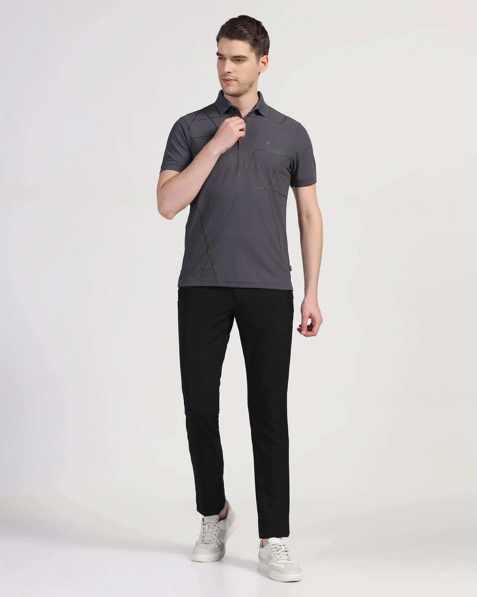 TechPro Polo Charcoal Grey Printed T-Shirt - Crocs - Image 3