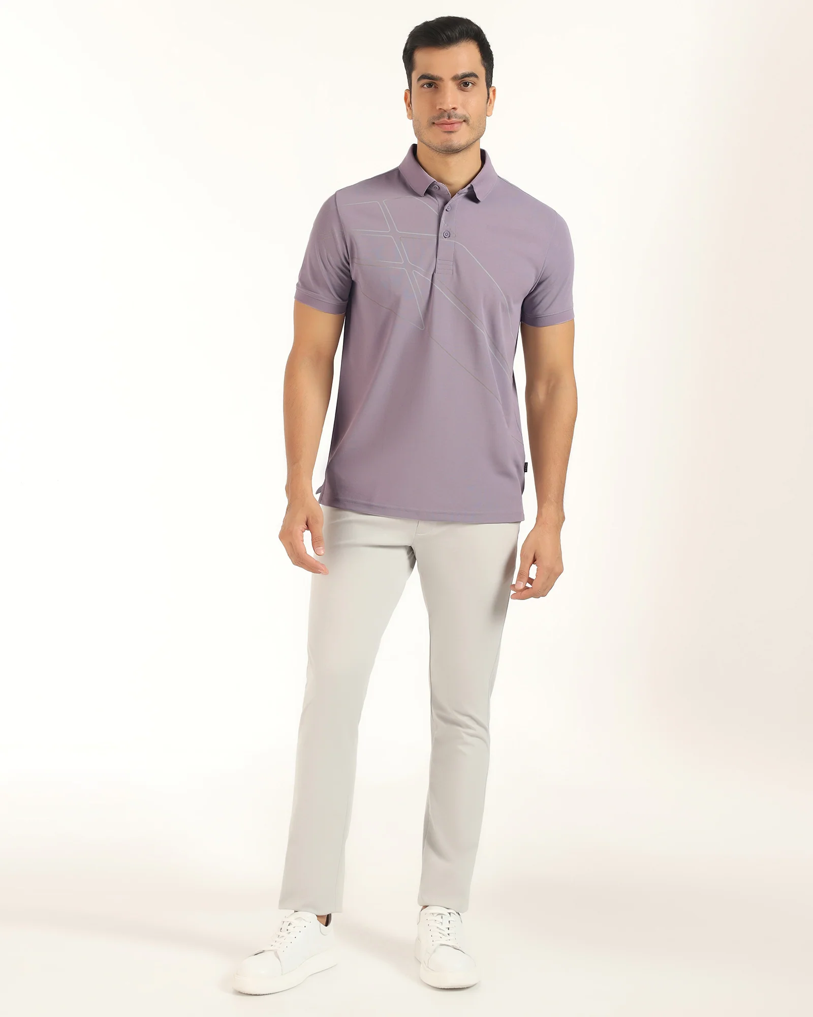 TechPro Polo Light Purple Printed T-Shirt - Slash - Image 3