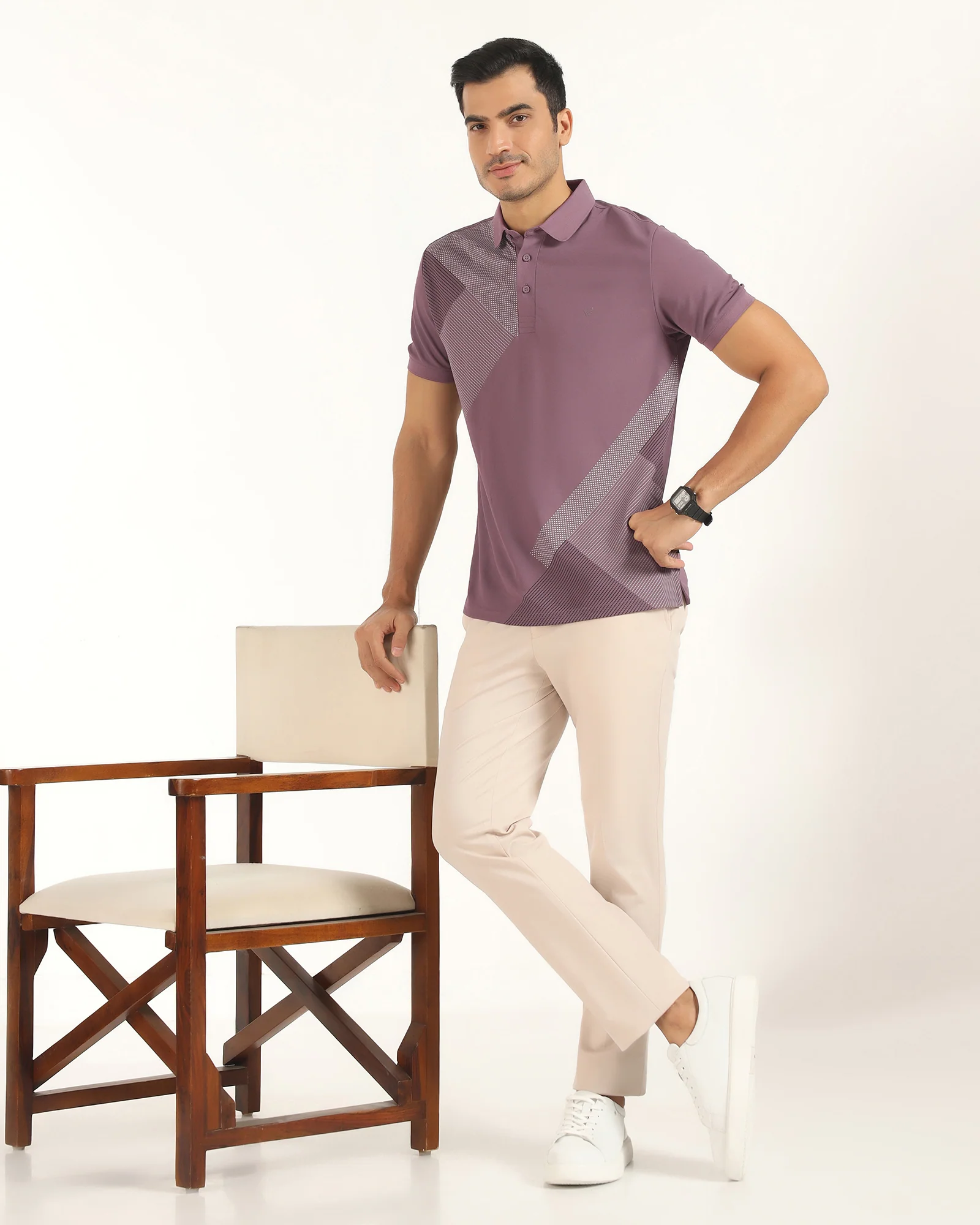 TechPro Polo Mauve Printed T-Shirt - Walk - Image 7