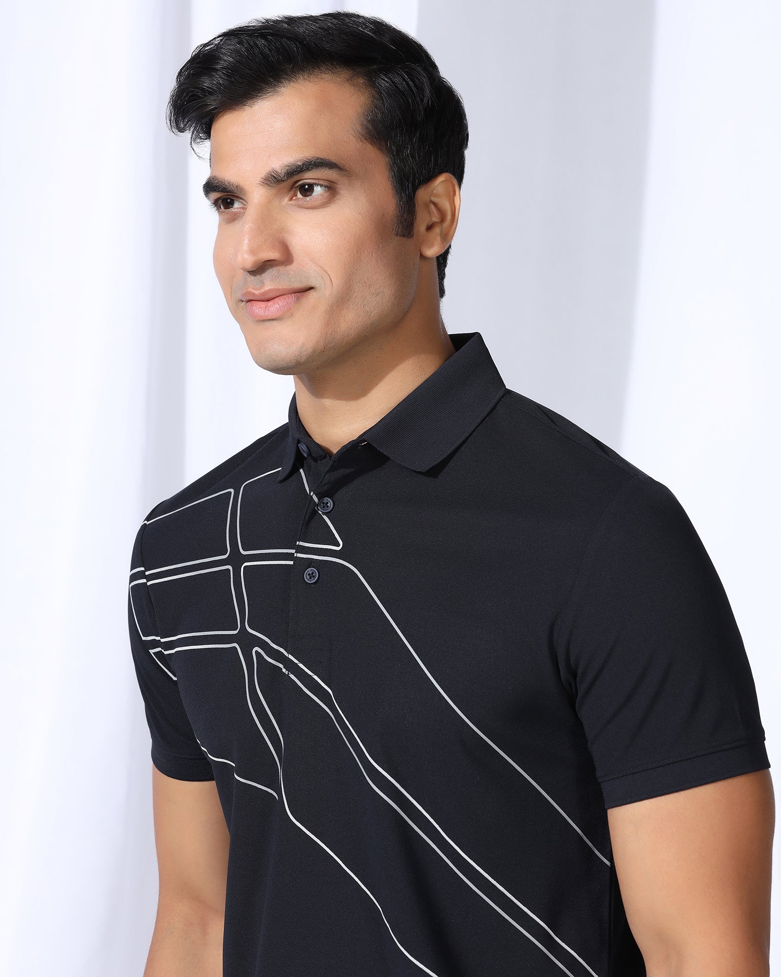 TechPro Polo Navy Printed T-Shirt - Slash - Image 4