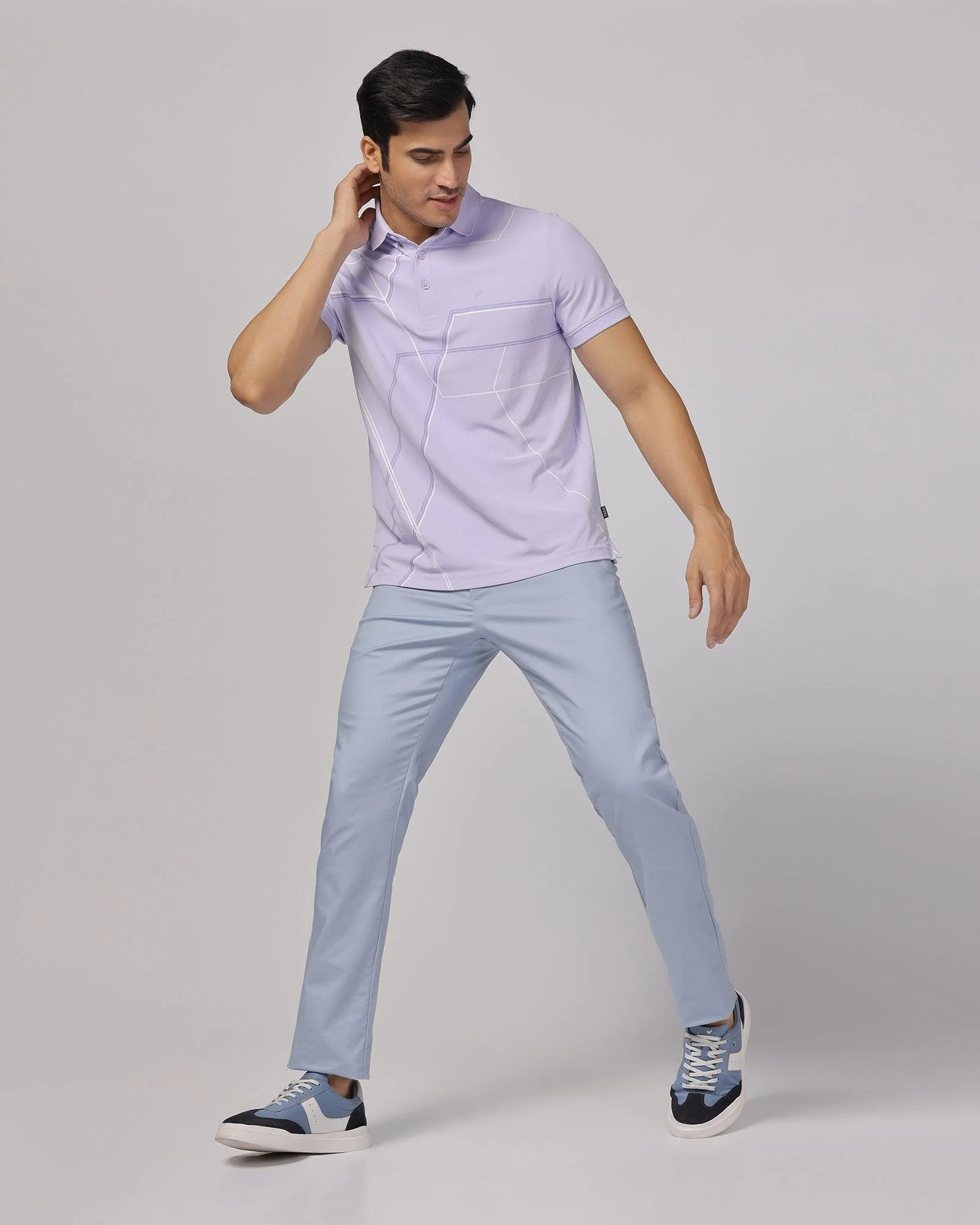 TechPro Slim Comfort B-95 Casual Blue & Grey Solid Khakis - Andros