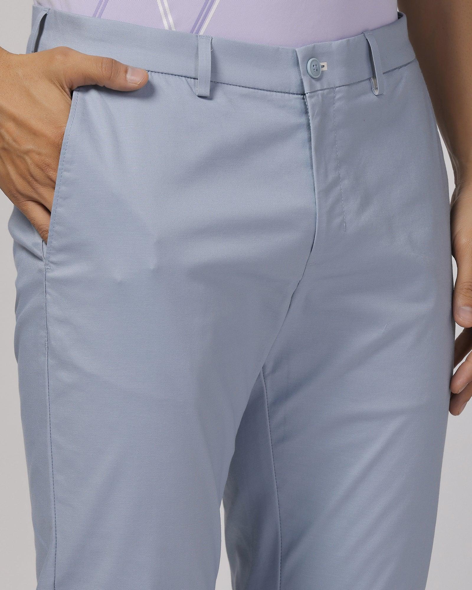 TechPro Slim Comfort B-95 Casual Blue & Grey Solid Khakis - Andros - Image 4