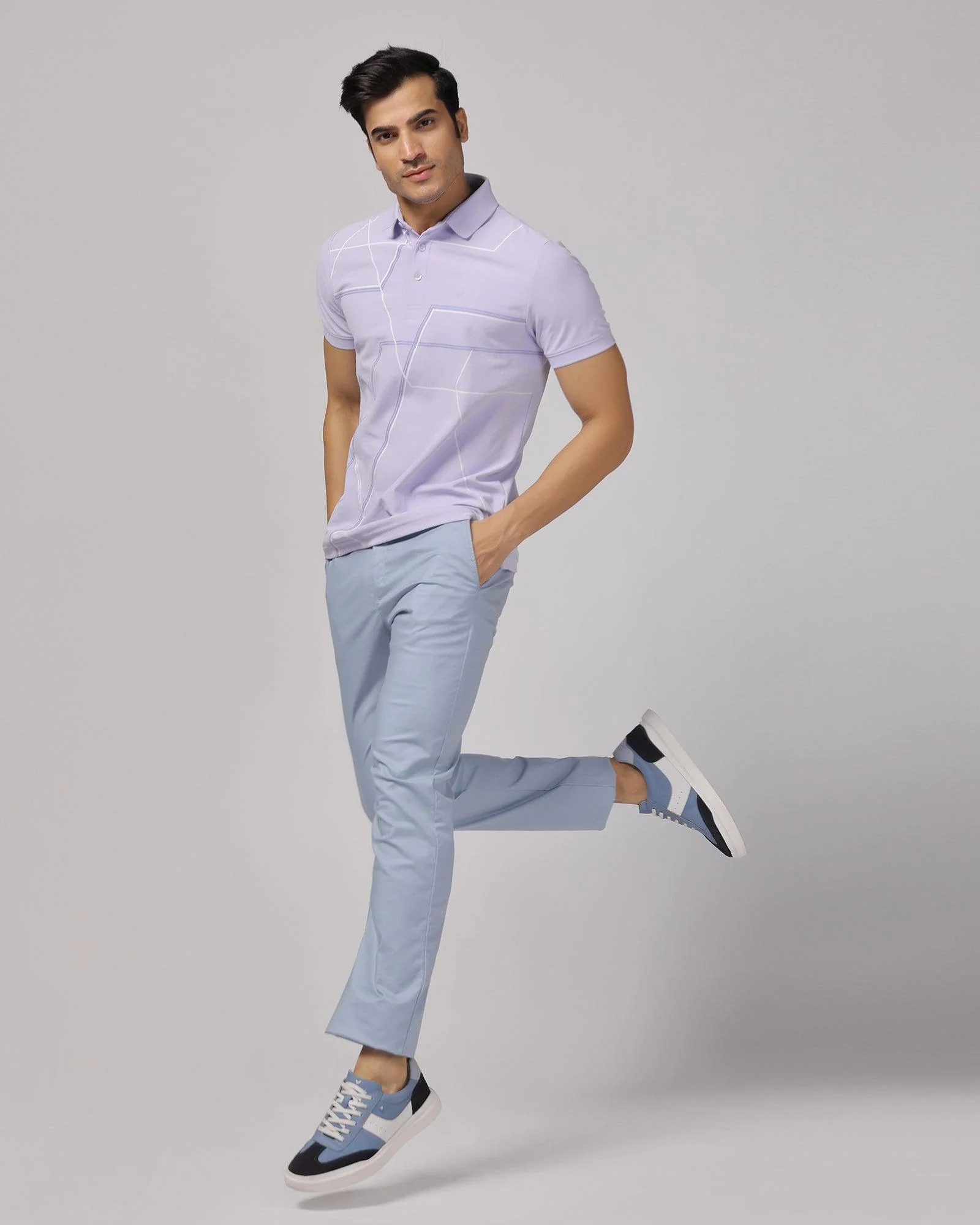 TechPro Slim Comfort B-95 Casual Blue & Grey Solid Khakis - Andros - Image 6