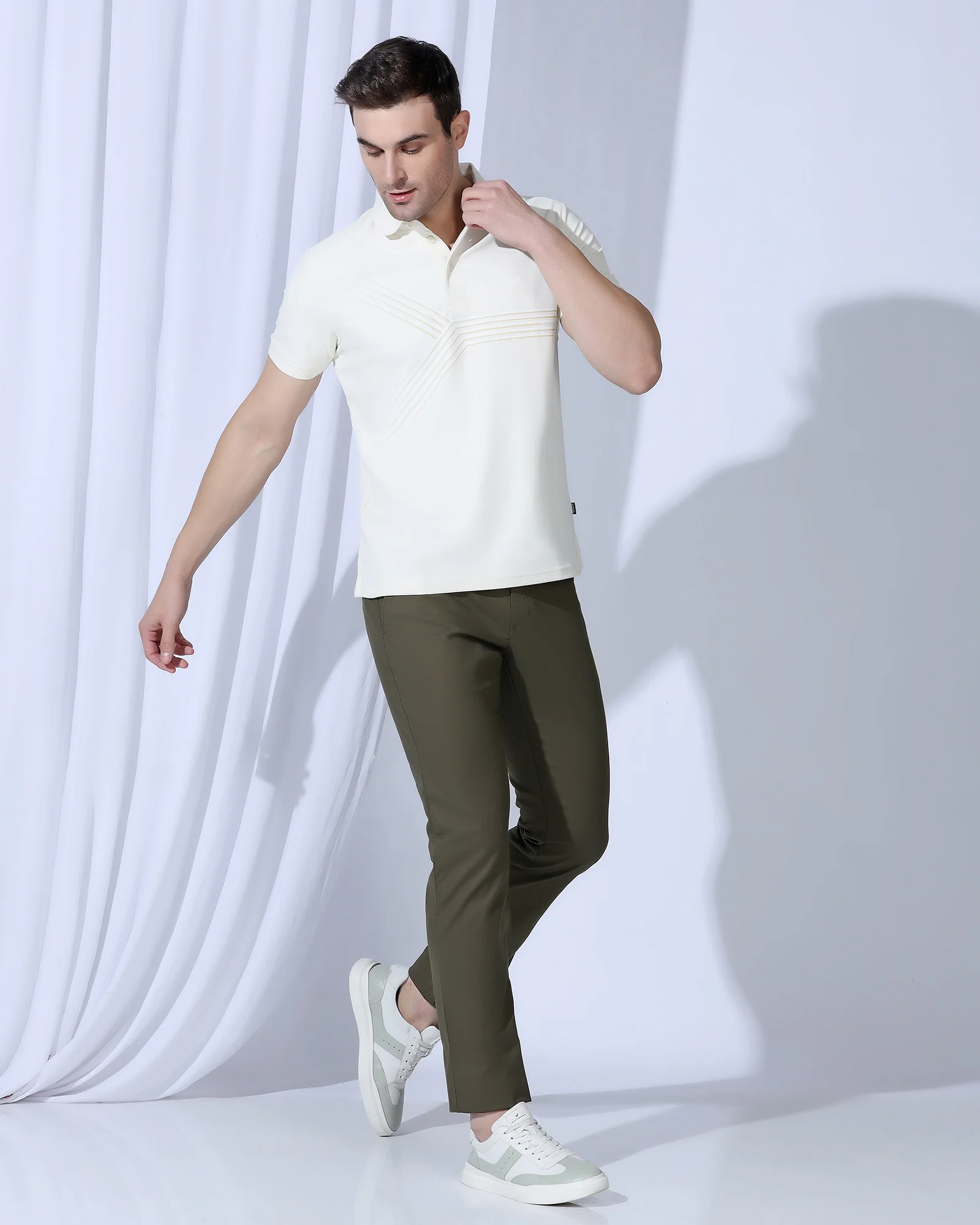 TechPro Slim Comfort B-95 Casual Dark Olive Solid Khakis - Androit - Image 7