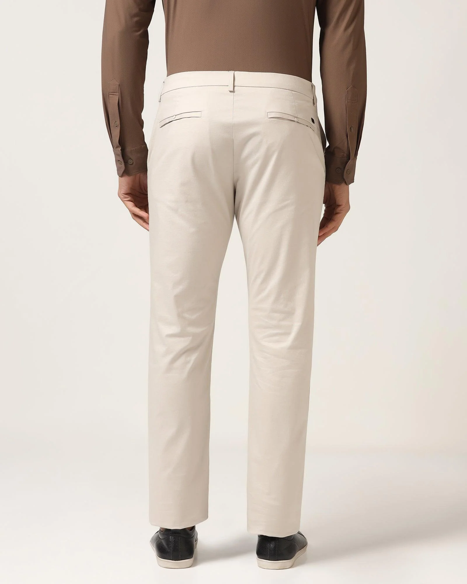 TechPro Slim Comfort B-95 Casual Stone Beige Solid Khakis - Andros - Image 2