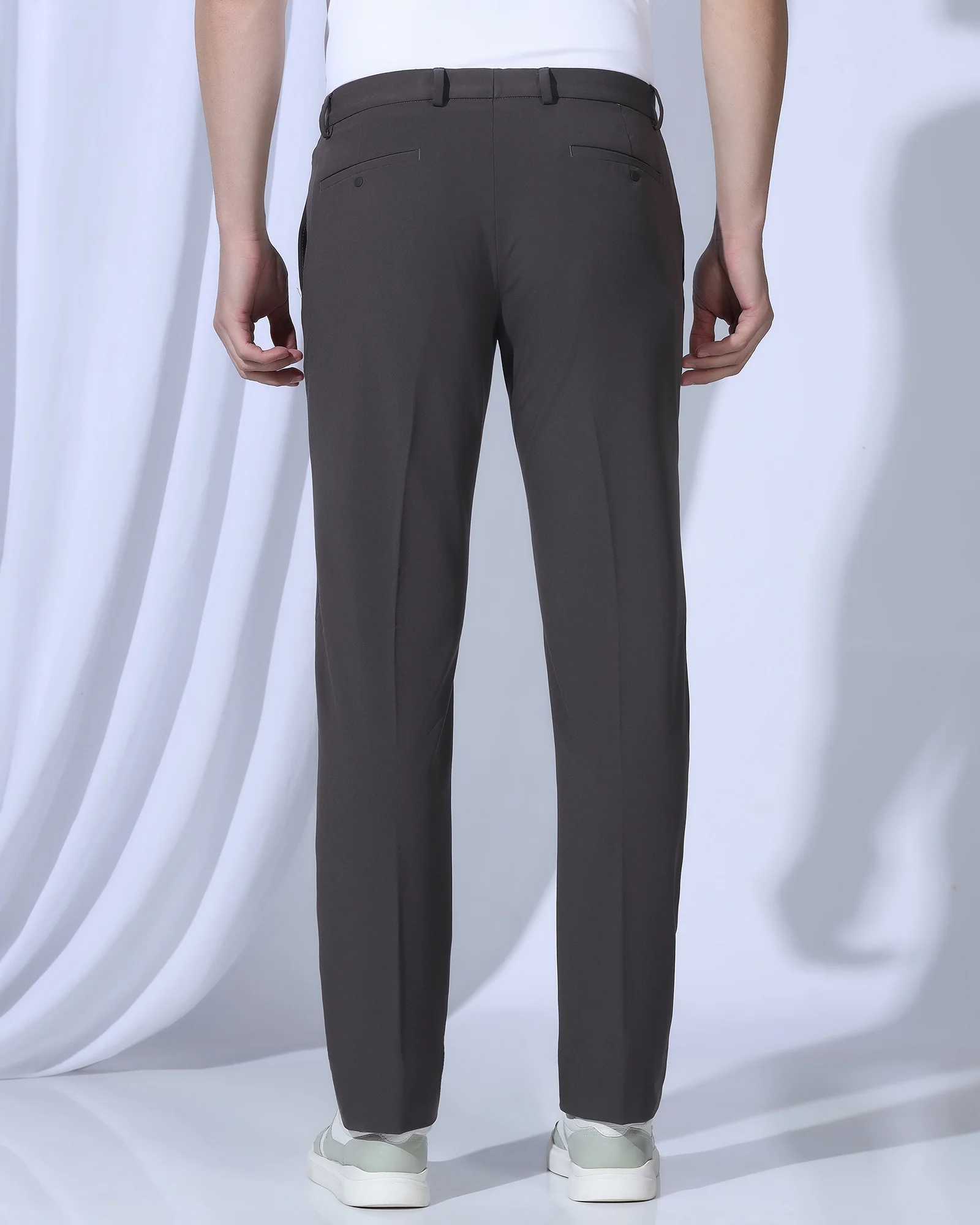 TechPro Slim Comfort B-95 Formal Dark Brown Solid Trouser - Creed - Image 2