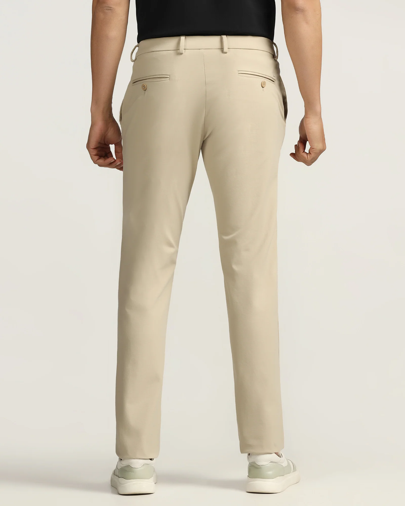 TechPro Slim Fit B-91 Casual Beige Solid Khakis - Ziea - Image 2