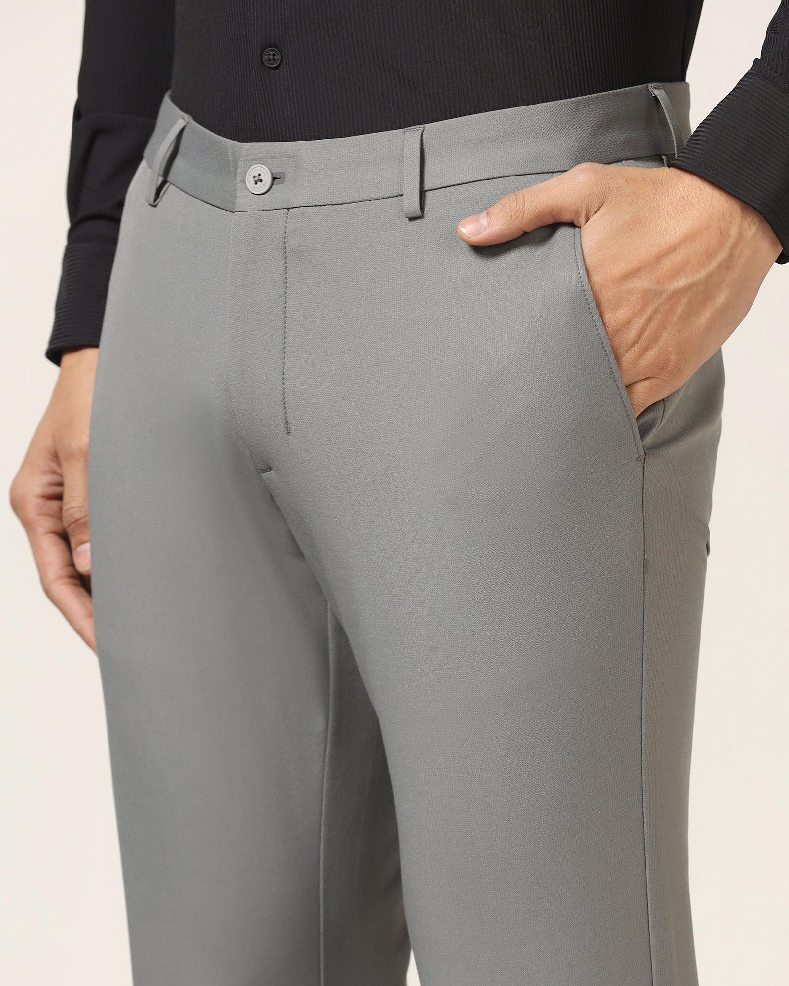 TechPro Slim Fit B-91 Casual Dark Grey Solid Khakis - Borros - Image 4