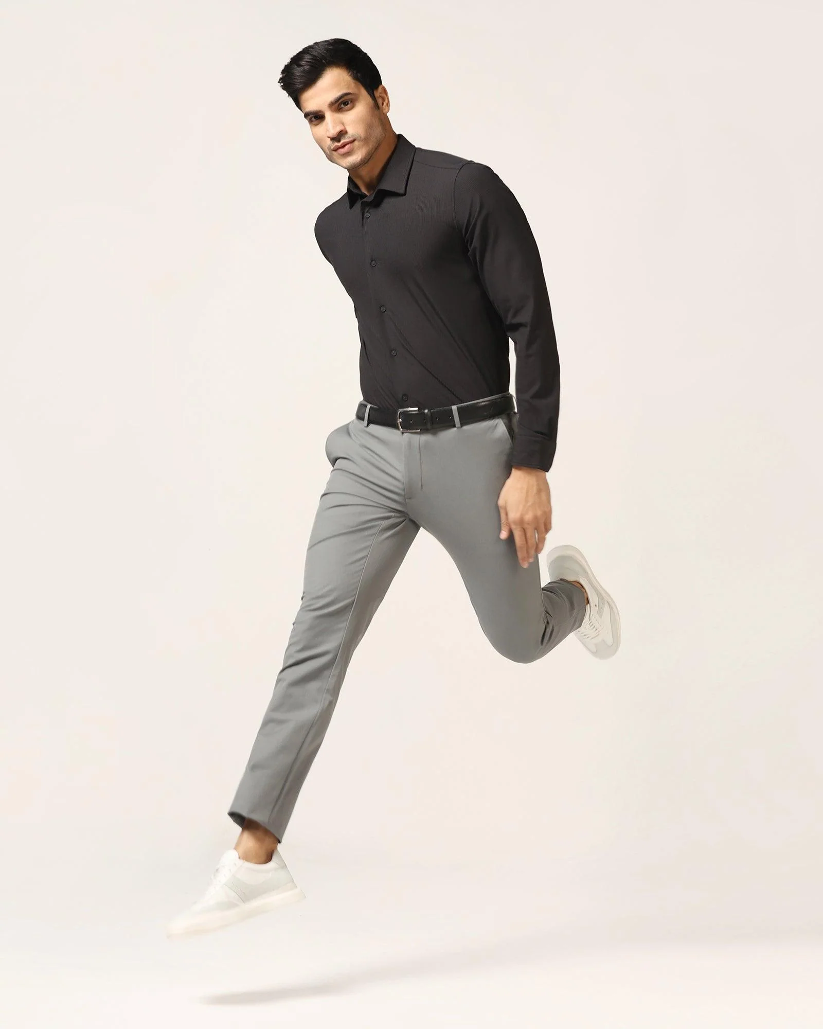 TechPro Slim Fit B-91 Casual Dark Grey Solid Khakis - Borros - Image 6