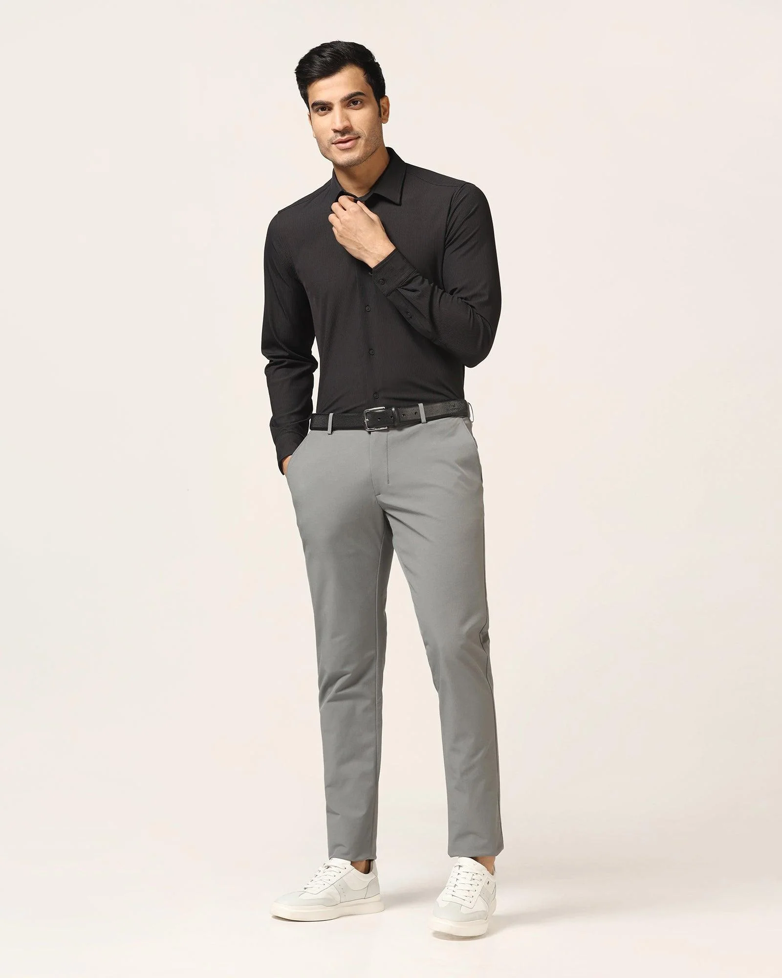 TechPro Slim Fit B-91 Casual Dark Grey Solid Khakis - Borros - Image 7