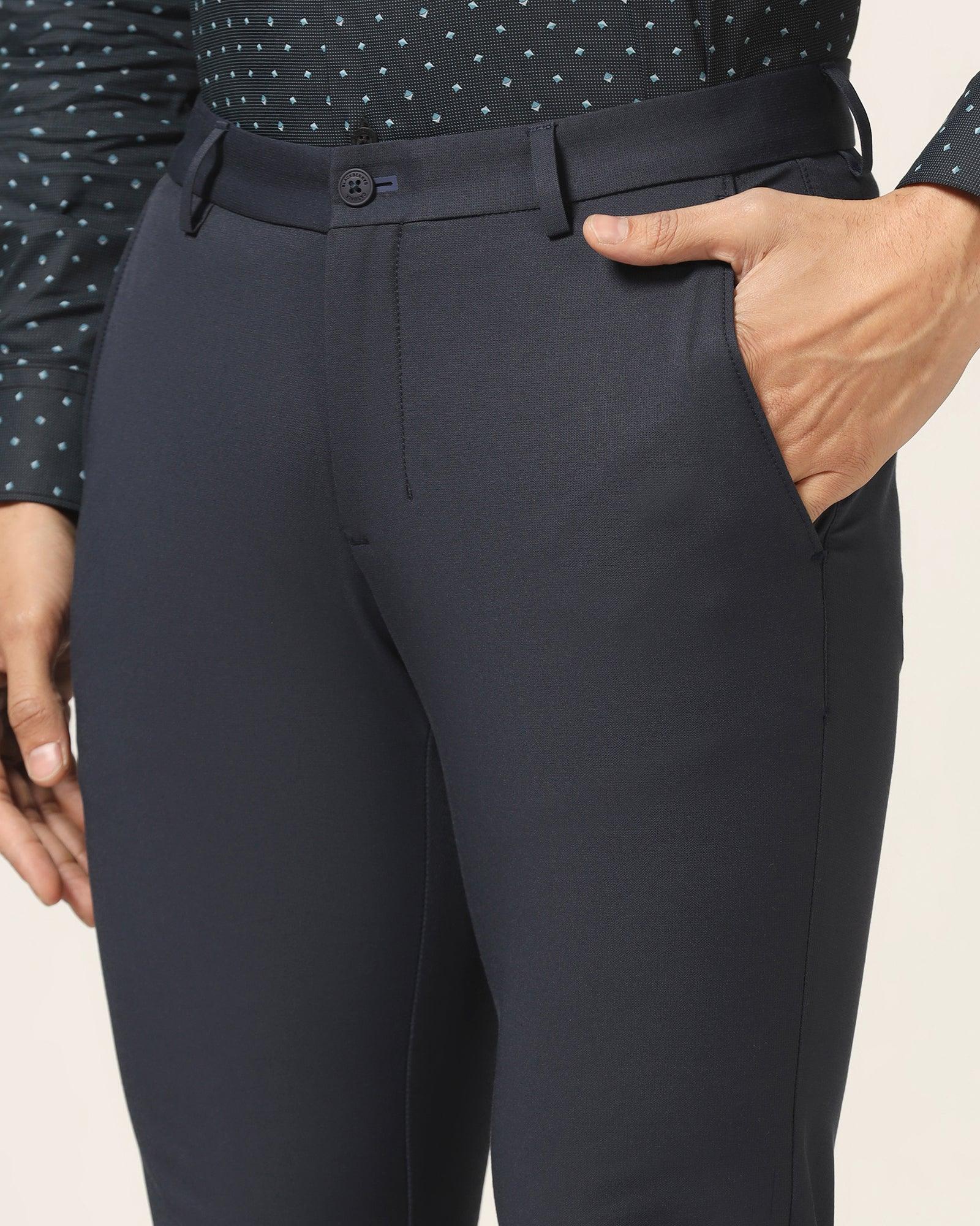 TechPro Slim Fit B-91 Casual Navy Solid Khakis - Borros - Image 4