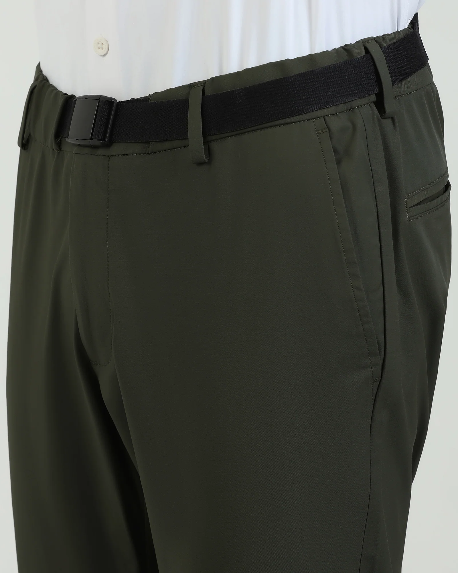 TechPro Slim Fit B-91 Casual Olive Solid Khakis - Kyle - Image 4