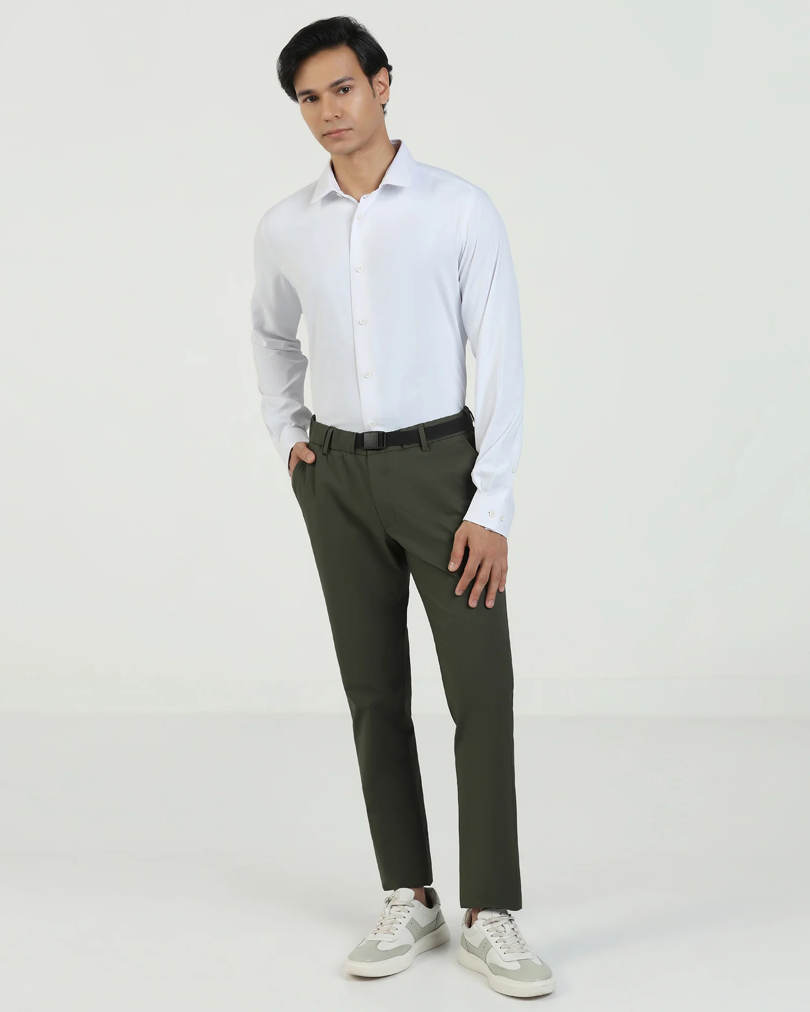 TechPro Slim Fit B-91 Casual Olive Solid Khakis - Kyle - Image 7
