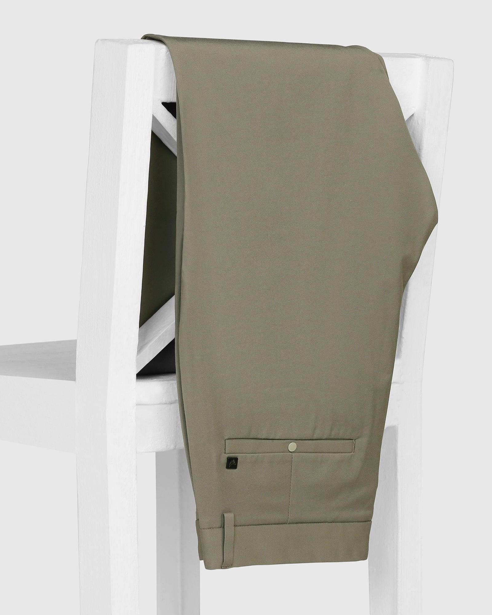 TechPro Slim Fit B-91 Casual Thyme Green Solid Khakis - Borros - Image 5