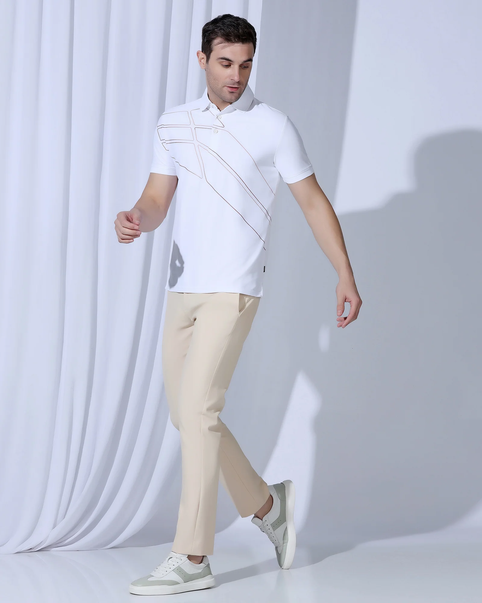 TechPro Slim Fit B-91 Formal Beige Solid Trouser - Ashley