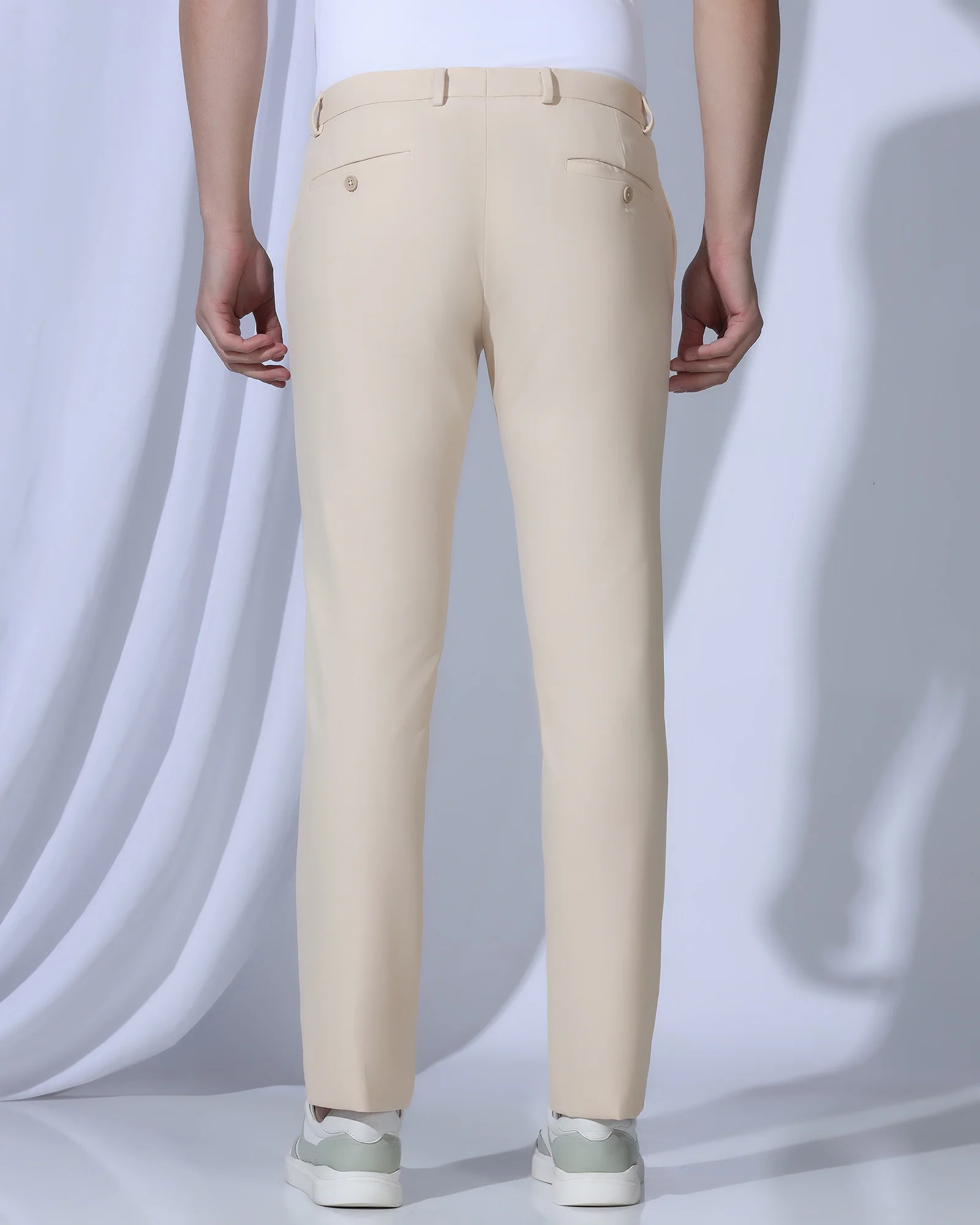 TechPro Slim Fit B-91 Formal Beige Solid Trouser - Ashley - Image 2