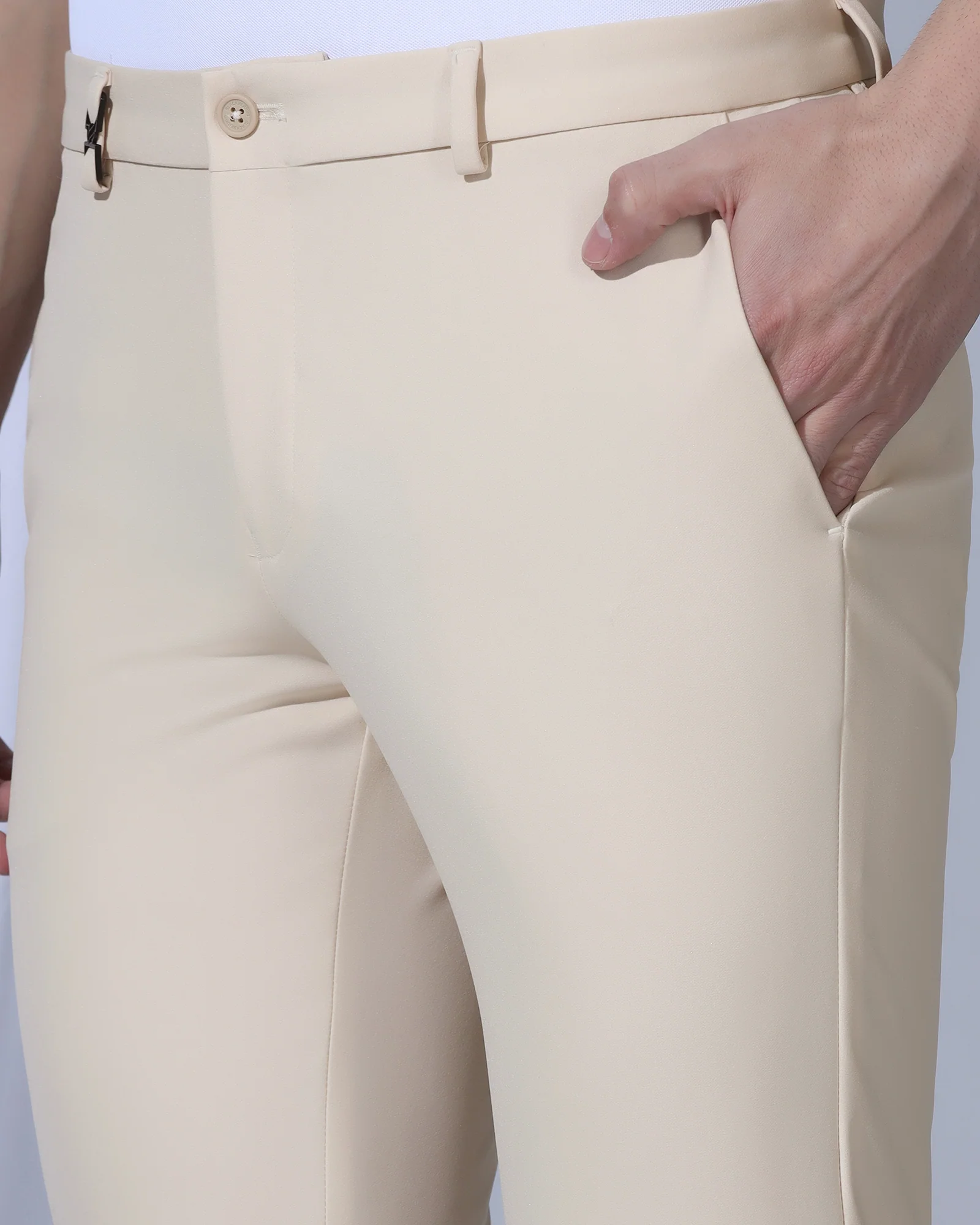 TechPro Slim Fit B-91 Formal Beige Solid Trouser - Ashley - Image 4