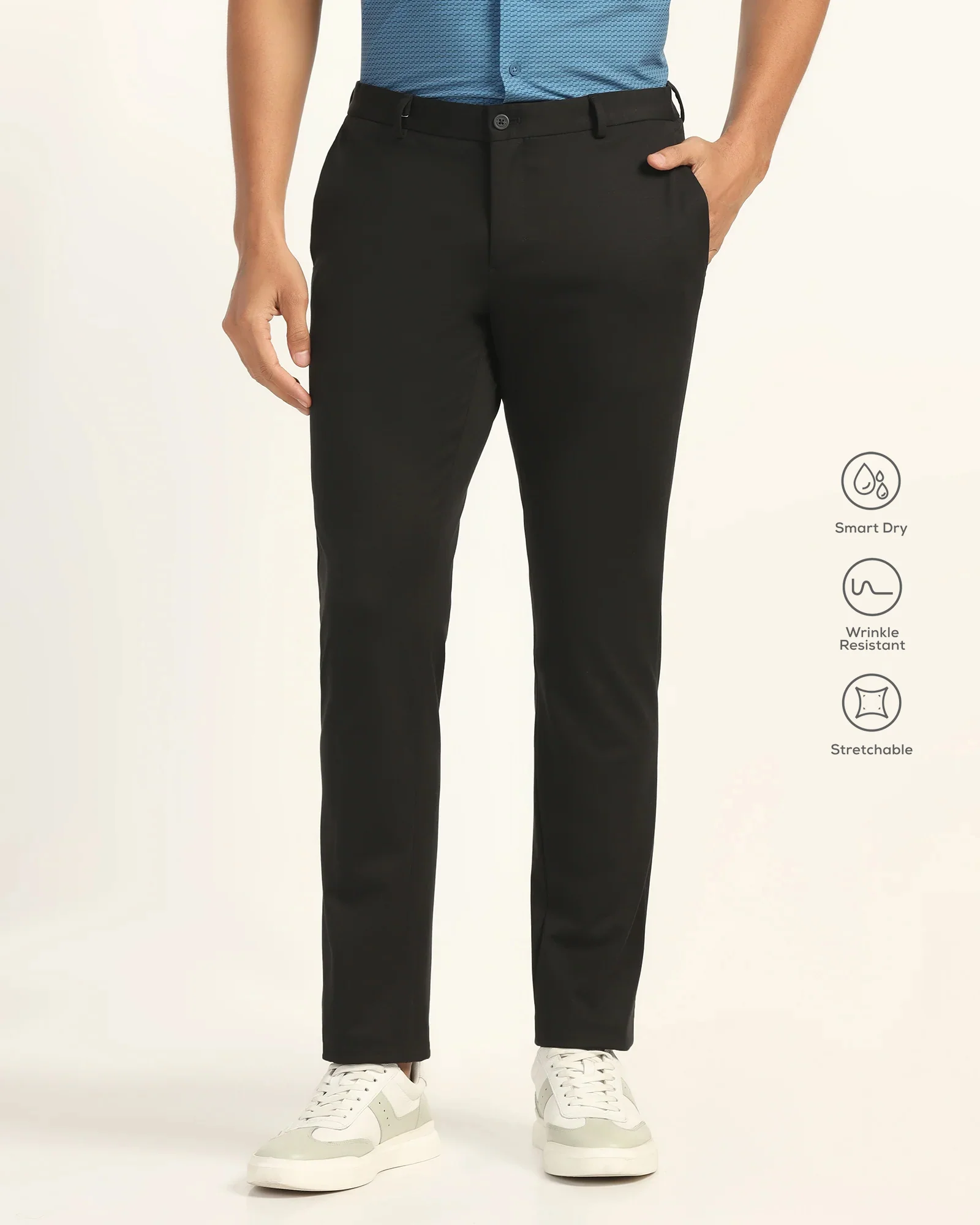 TechPro Slim Fit B-91 Formal Black Solid Trouser - Explorer - Image 3