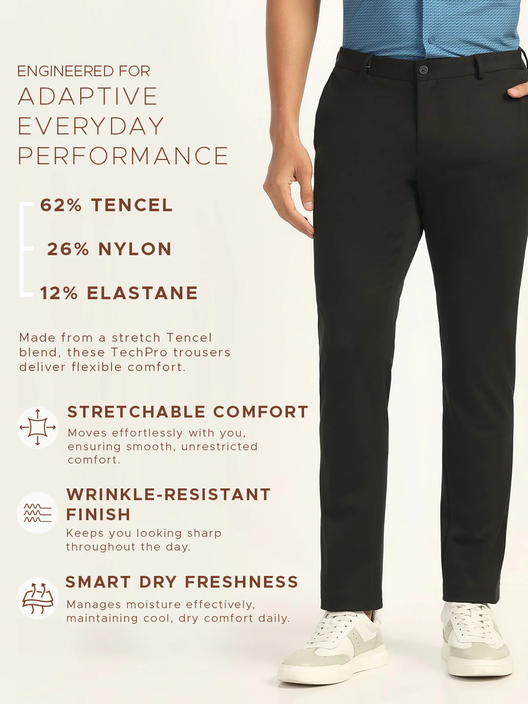 TechPro Slim Fit B-91 Formal Black Solid Trouser - Explorer - Image 9