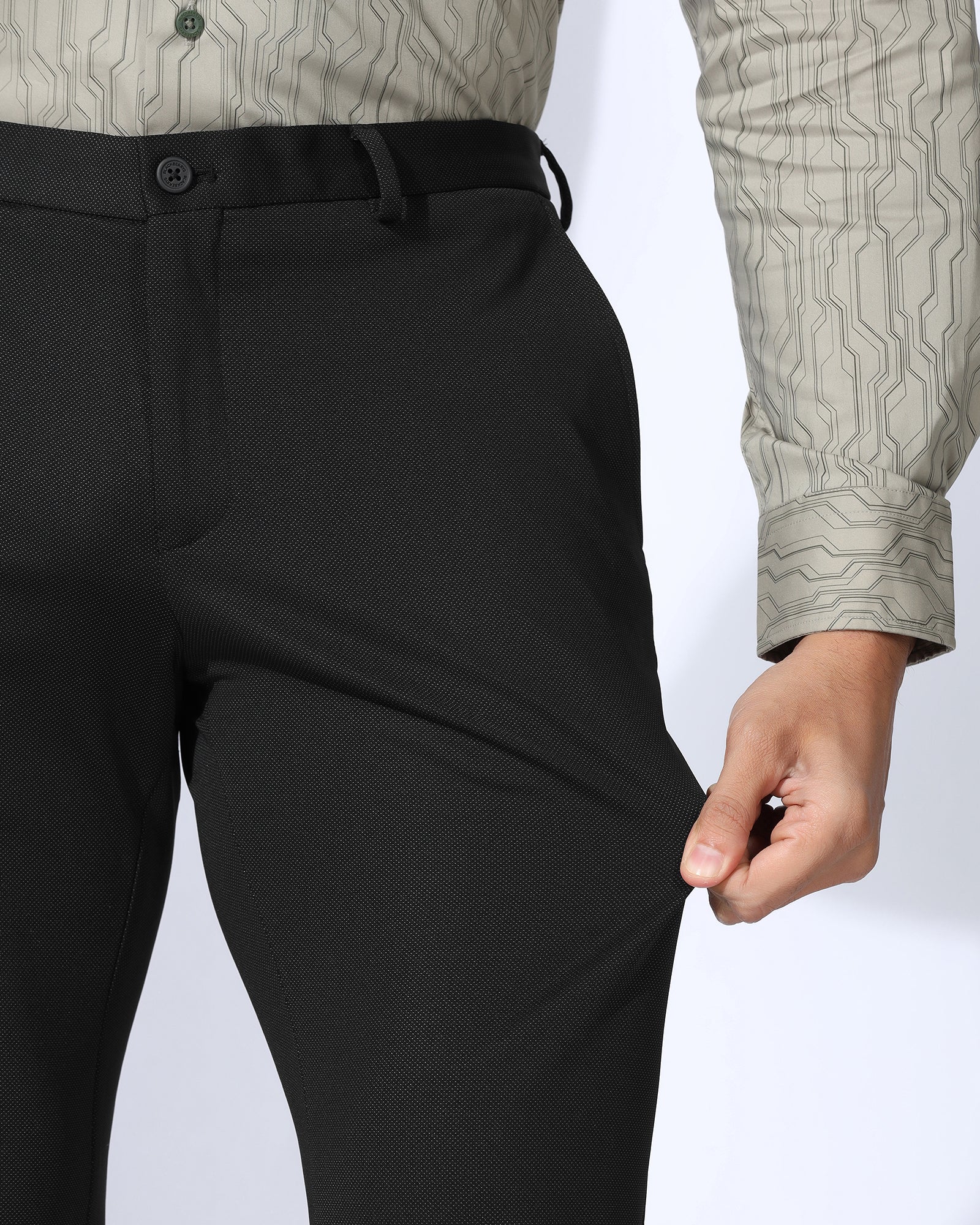 TechPro Slim Fit B-91 Formal Charcoal Textured Trouser - Meteor - Image 8