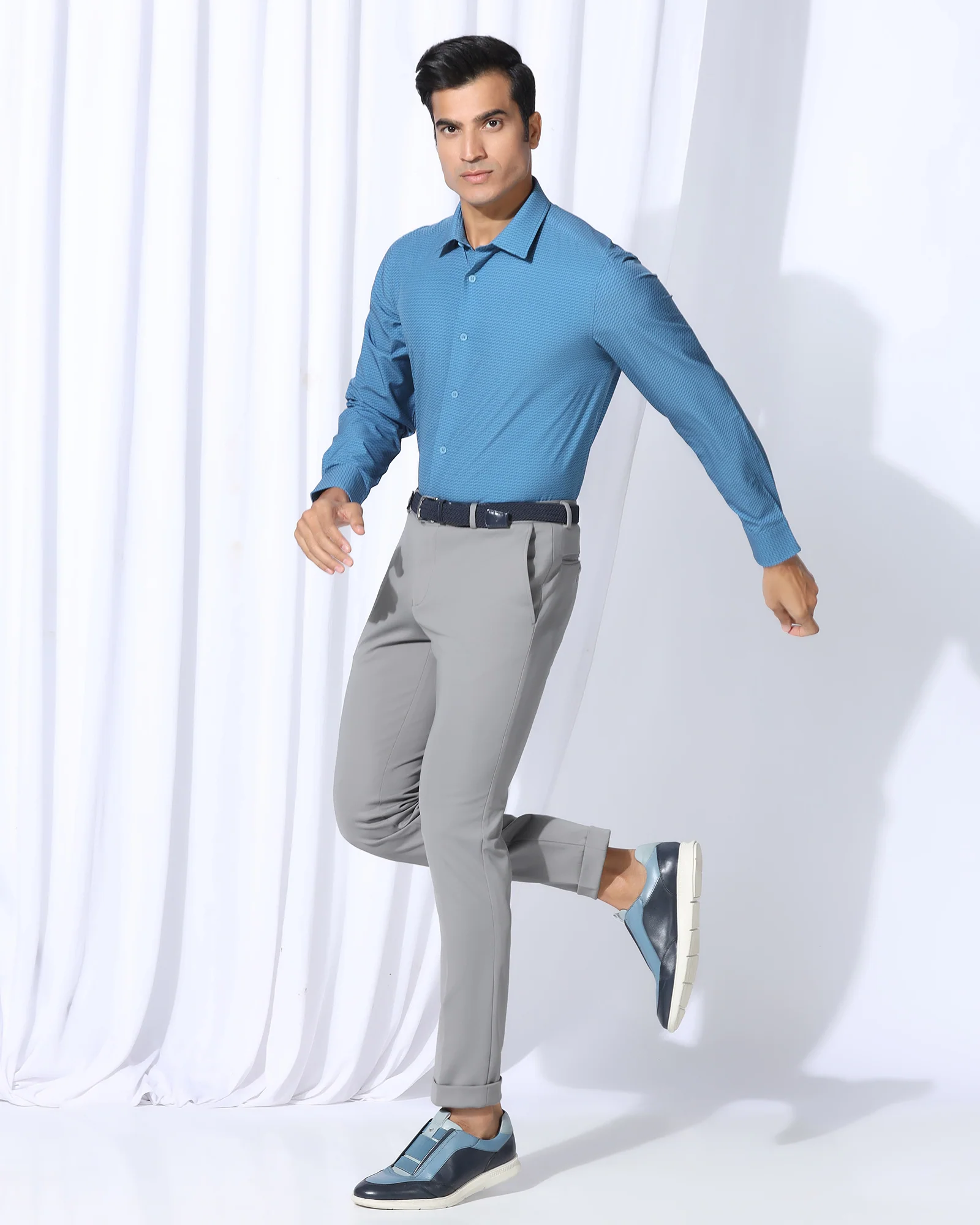 TechPro Slim Fit B-91 Formal Grey Textured Trouser - Meteor - Image 7