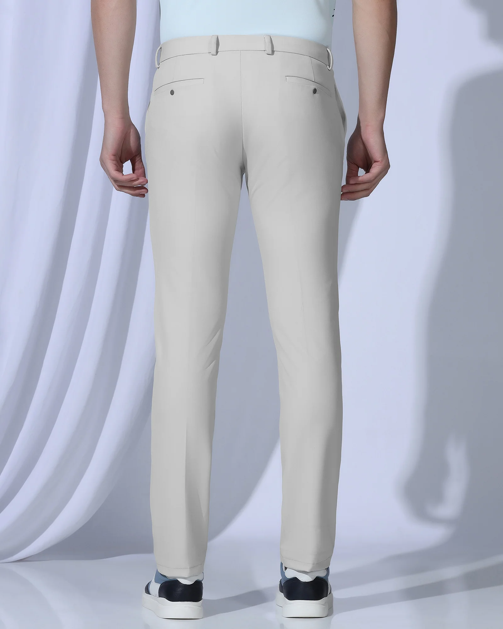 TechPro Slim Fit B-91 Formal Light Grey Solid Trouser - Ashley - Image 2