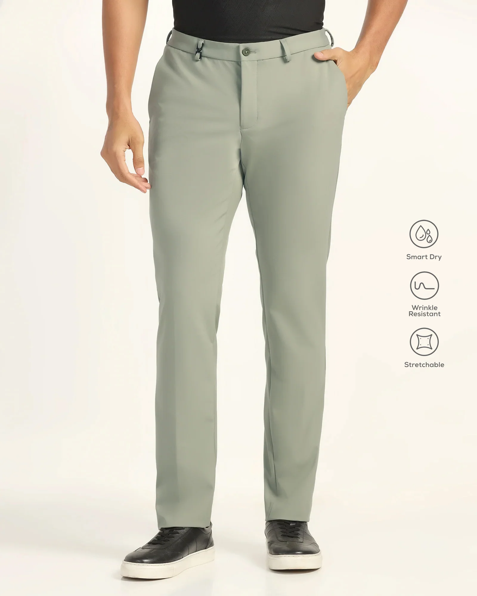 TechPro Slim Fit B-91 Formal Light Olive Solid Trouser - Ashley - Image 3