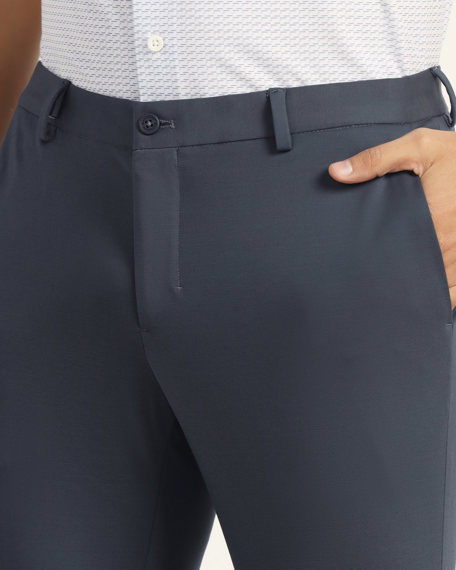 TechPro Slim Fit B-91 Formal Navy Solid Trouser - Explorer - Image 4