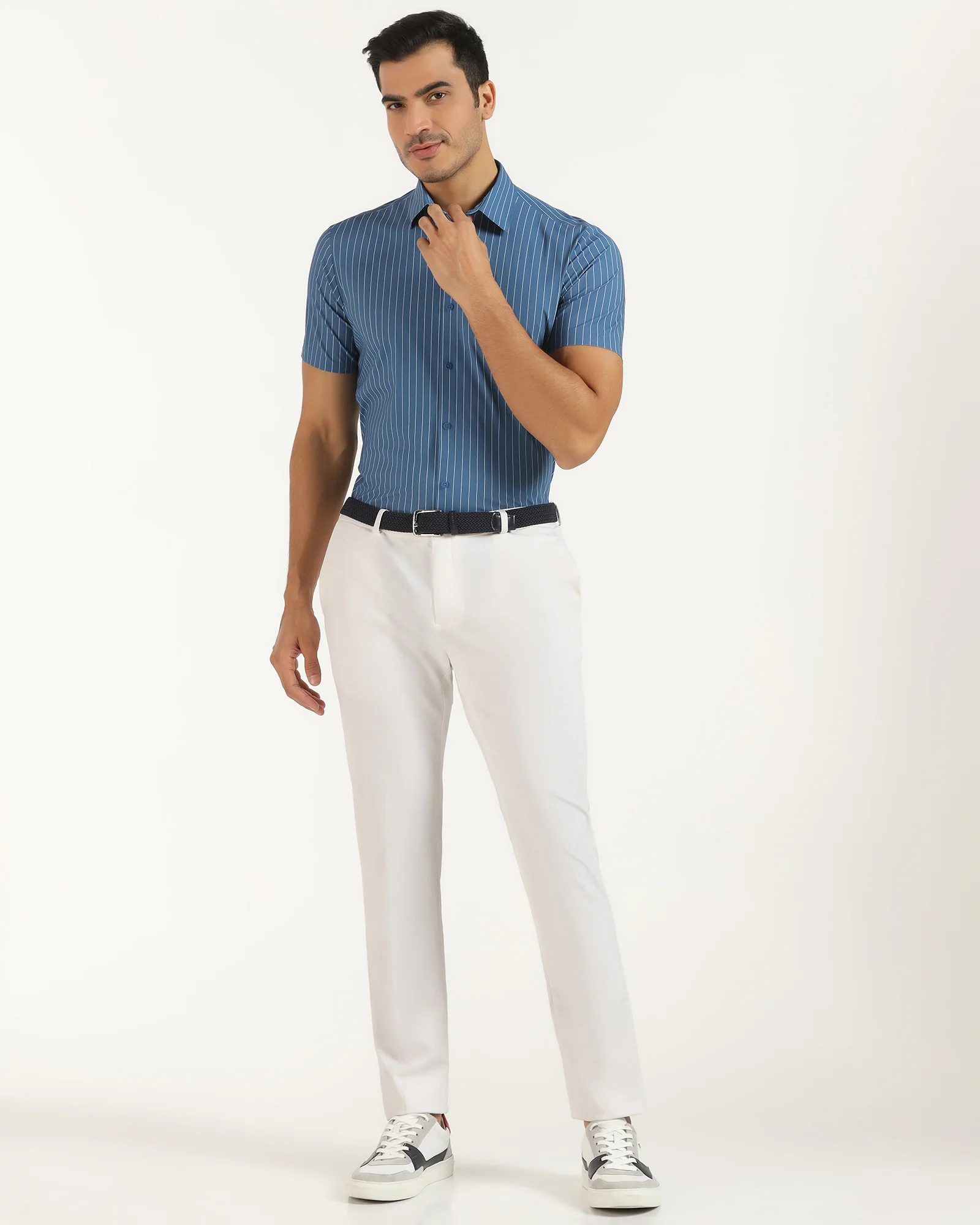 TechPro Slim Fit B-91 Formal White Solid Trouser - Explorer